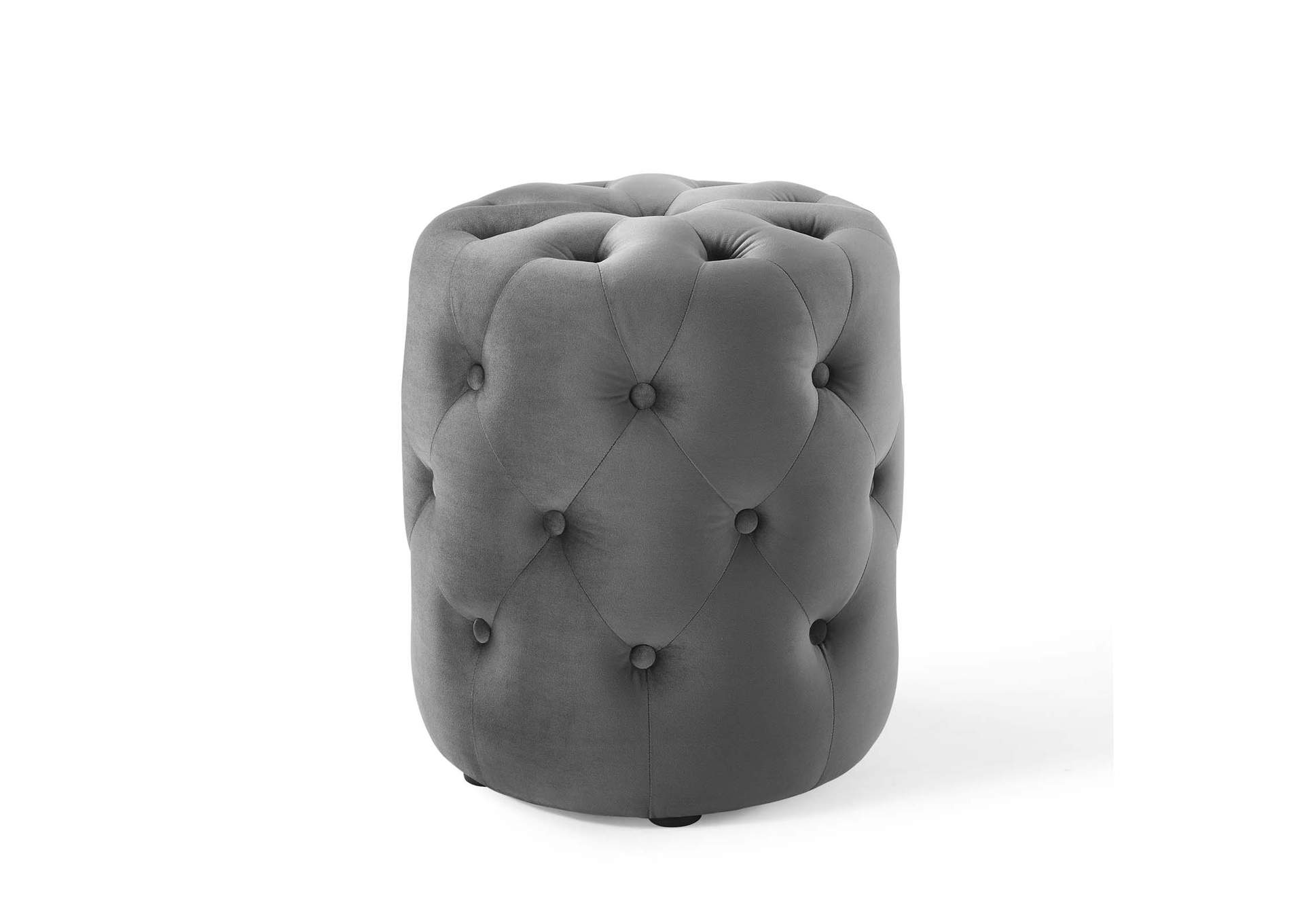 Gray Amour Tufted Button Round Performance Velvet Ottoman,Modway