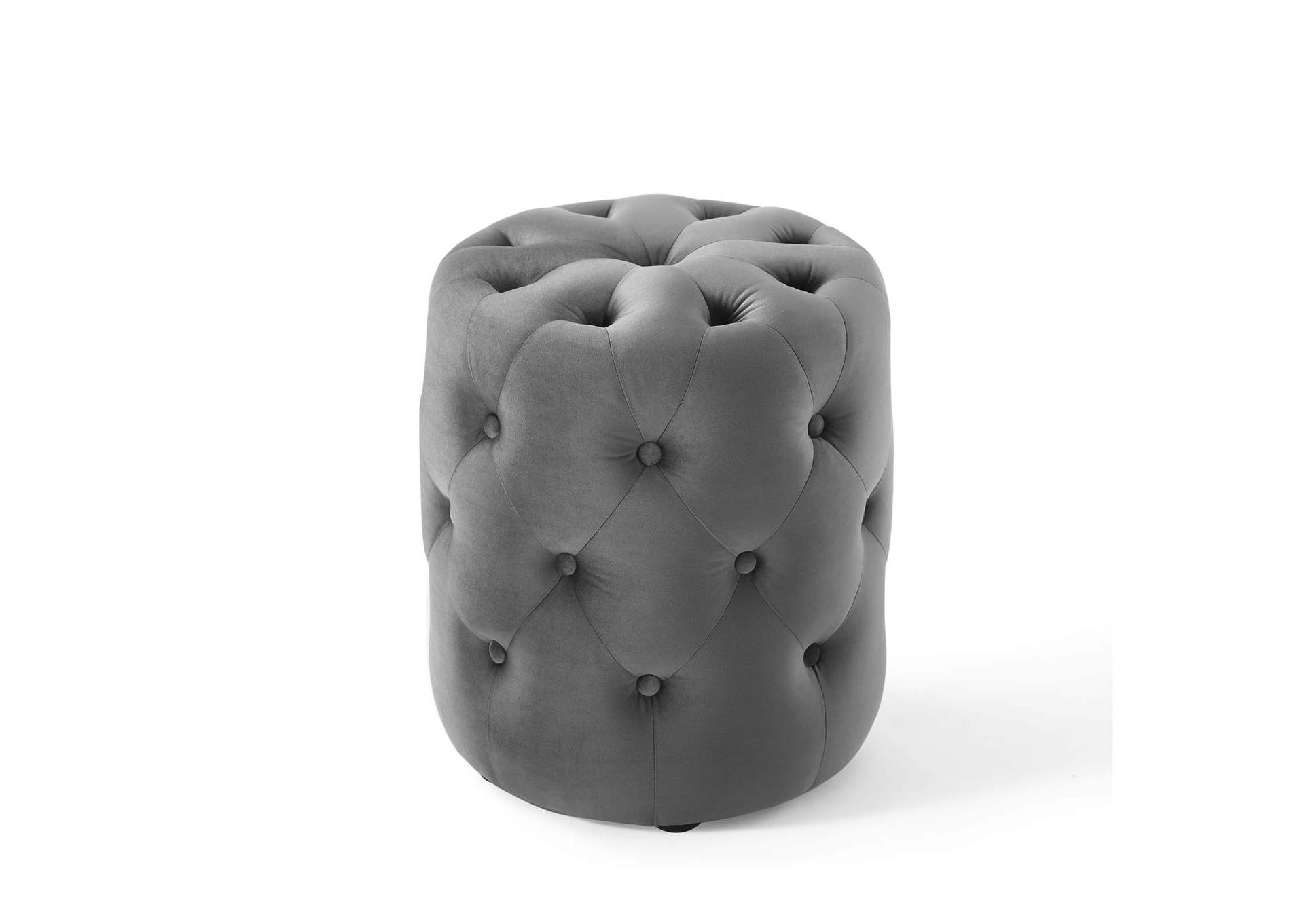 Gray Amour Tufted Button Round Performance Velvet Ottoman,Modway