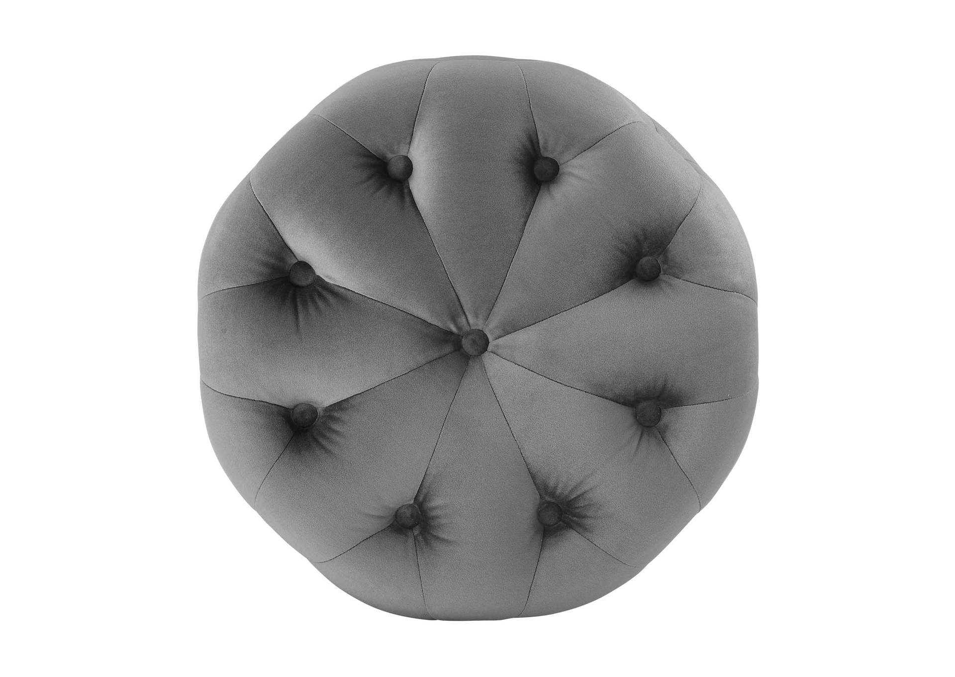 Gray Amour Tufted Button Round Performance Velvet Ottoman,Modway