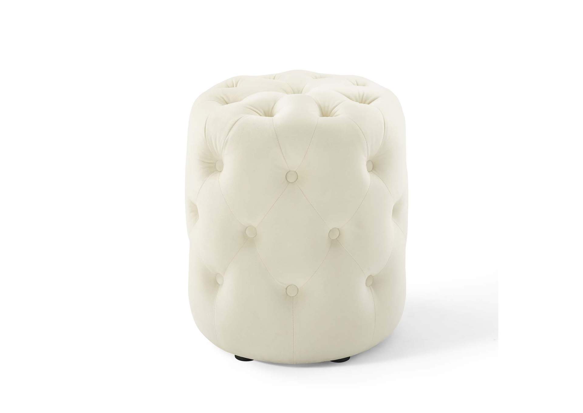 Ivory Amour Tufted Button Round Performance Velvet Ottoman,Modway