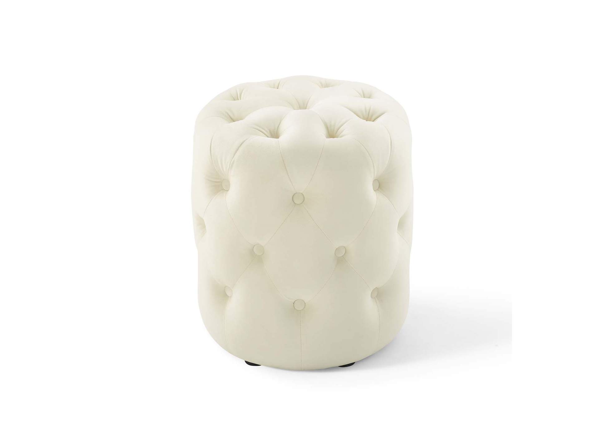 Ivory Amour Tufted Button Round Performance Velvet Ottoman,Modway