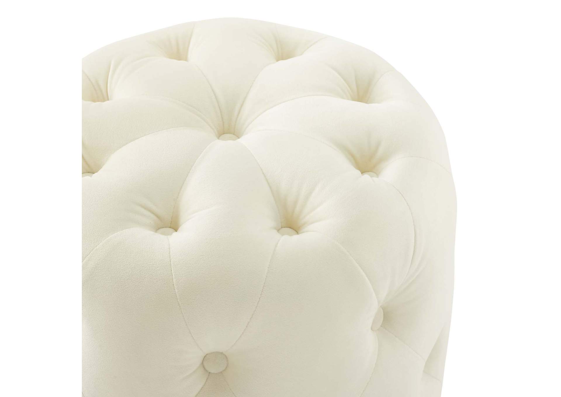 Ivory Amour Tufted Button Round Performance Velvet Ottoman,Modway