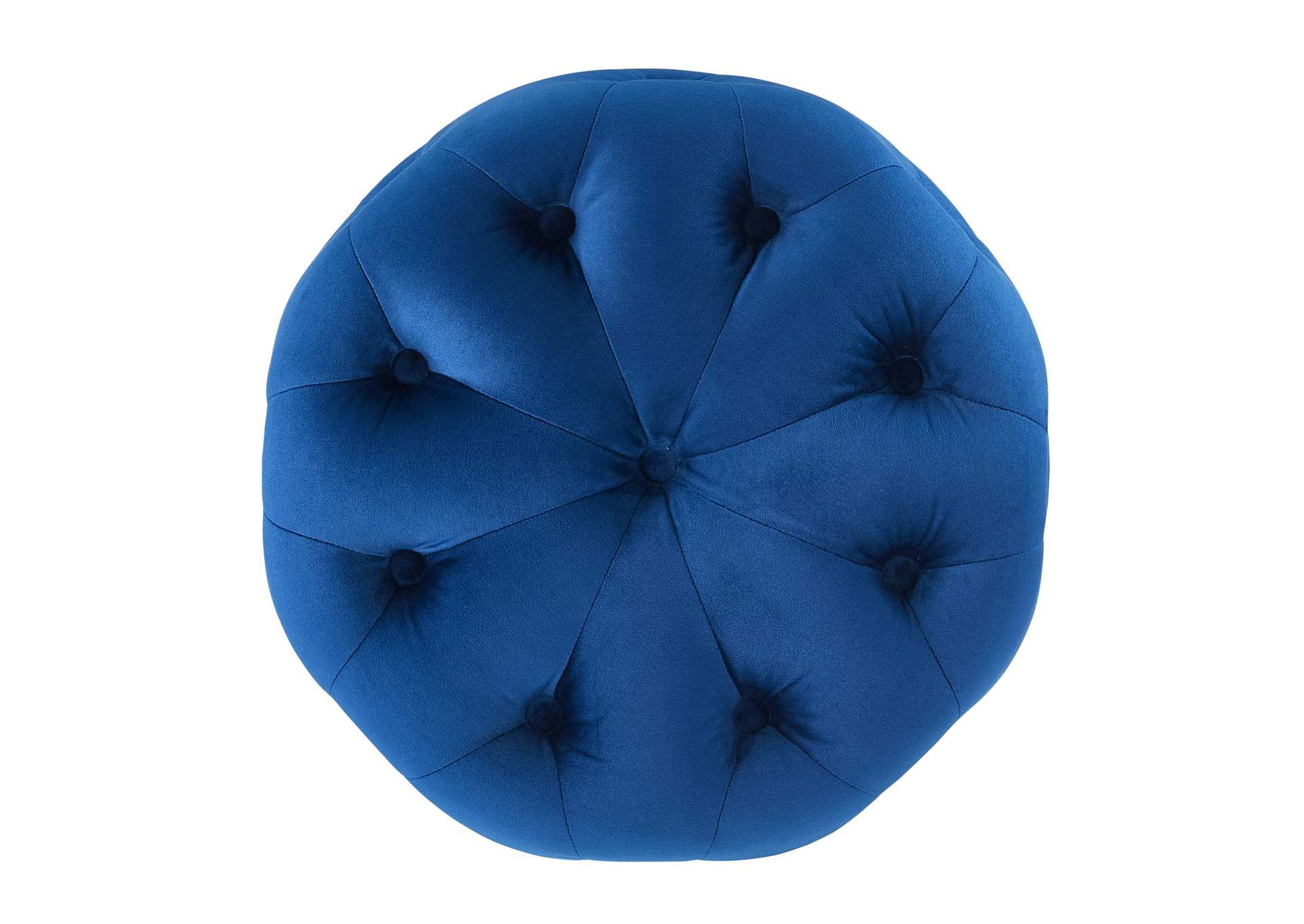 Navy Amour Tufted Button Round Performance Velvet Ottoman,Modway