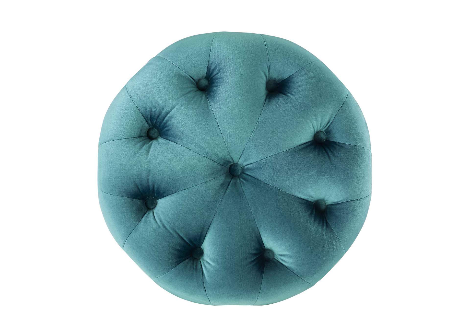 Sea Blue Amour Tufted Button Round Performance Velvet Ottoman,Modway