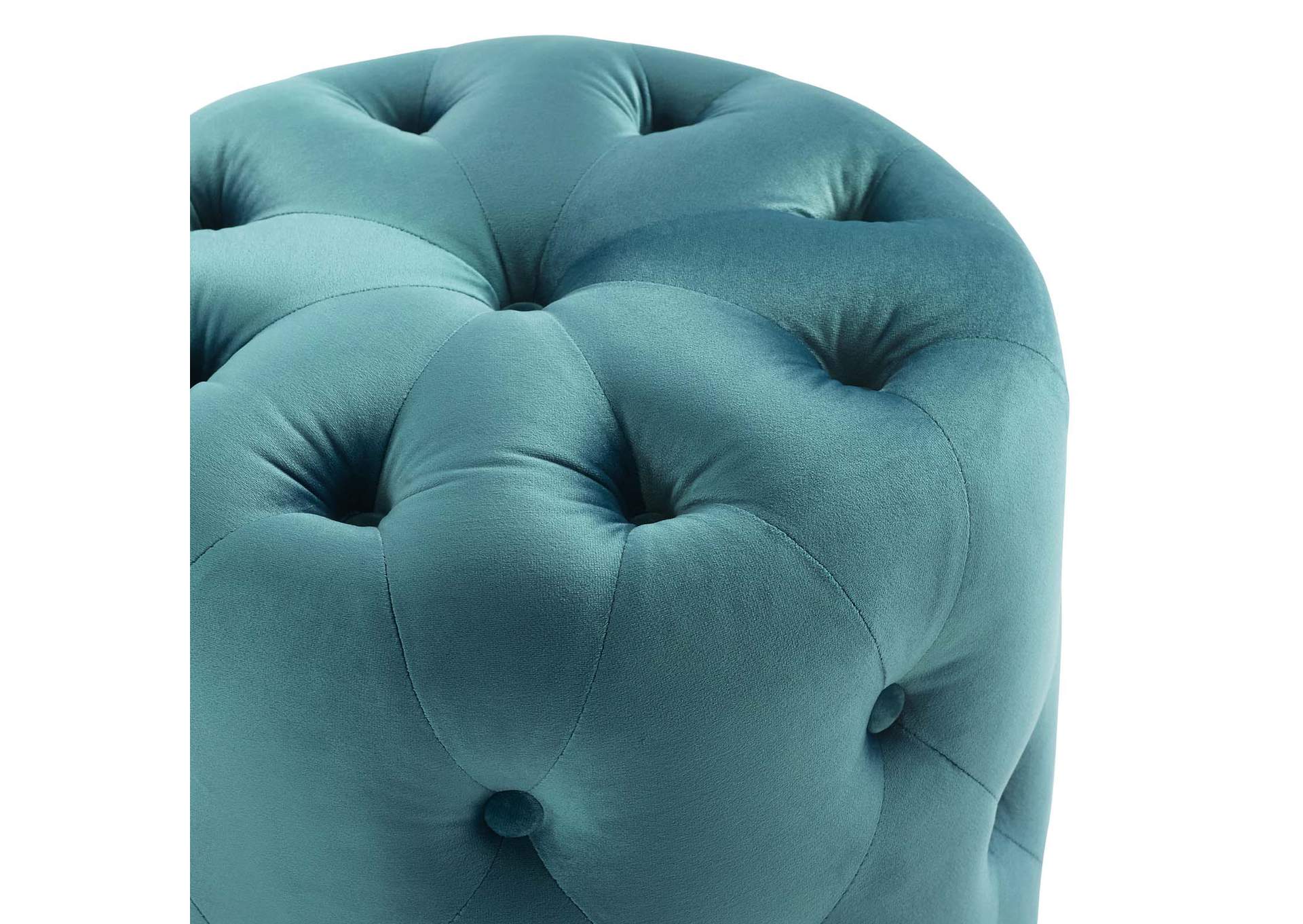 Sea Blue Amour Tufted Button Round Performance Velvet Ottoman,Modway