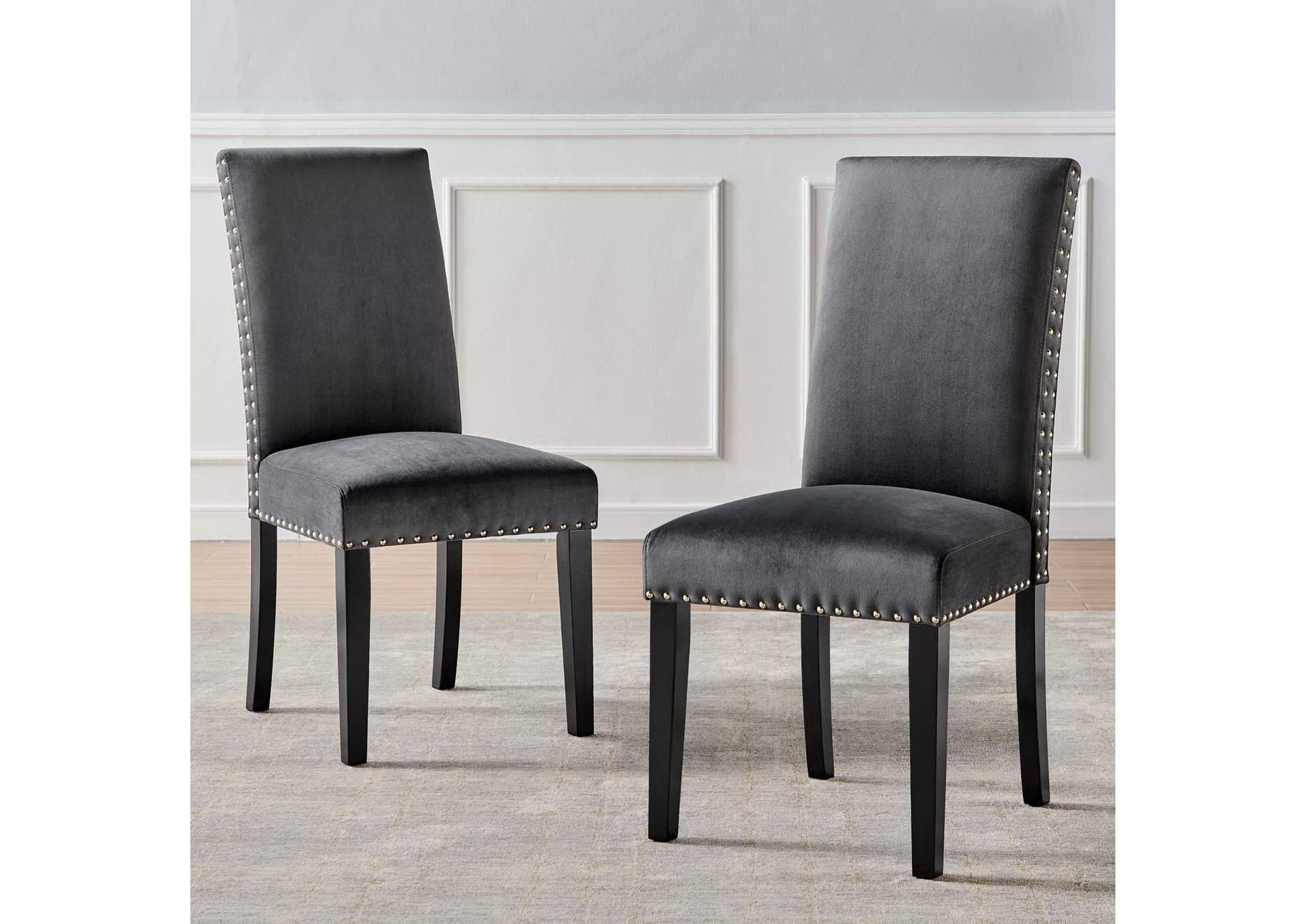 Charcoal Parcel Performance Velvet Dining Side Chairs - [Set of 2],Modway