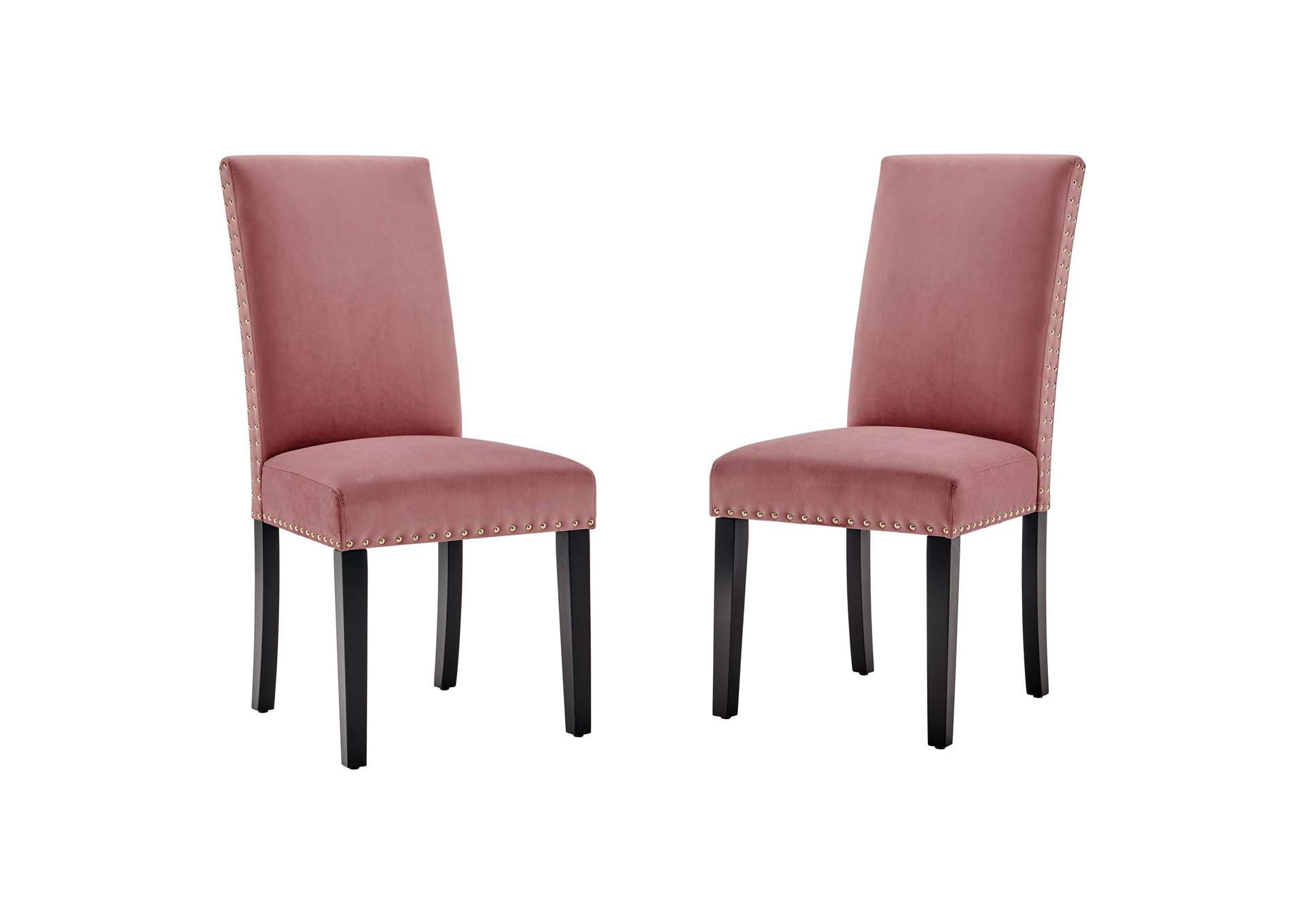 Dusty Rose Parcel Performance Velvet Dining Side Chairs - [Set of 2],Modway