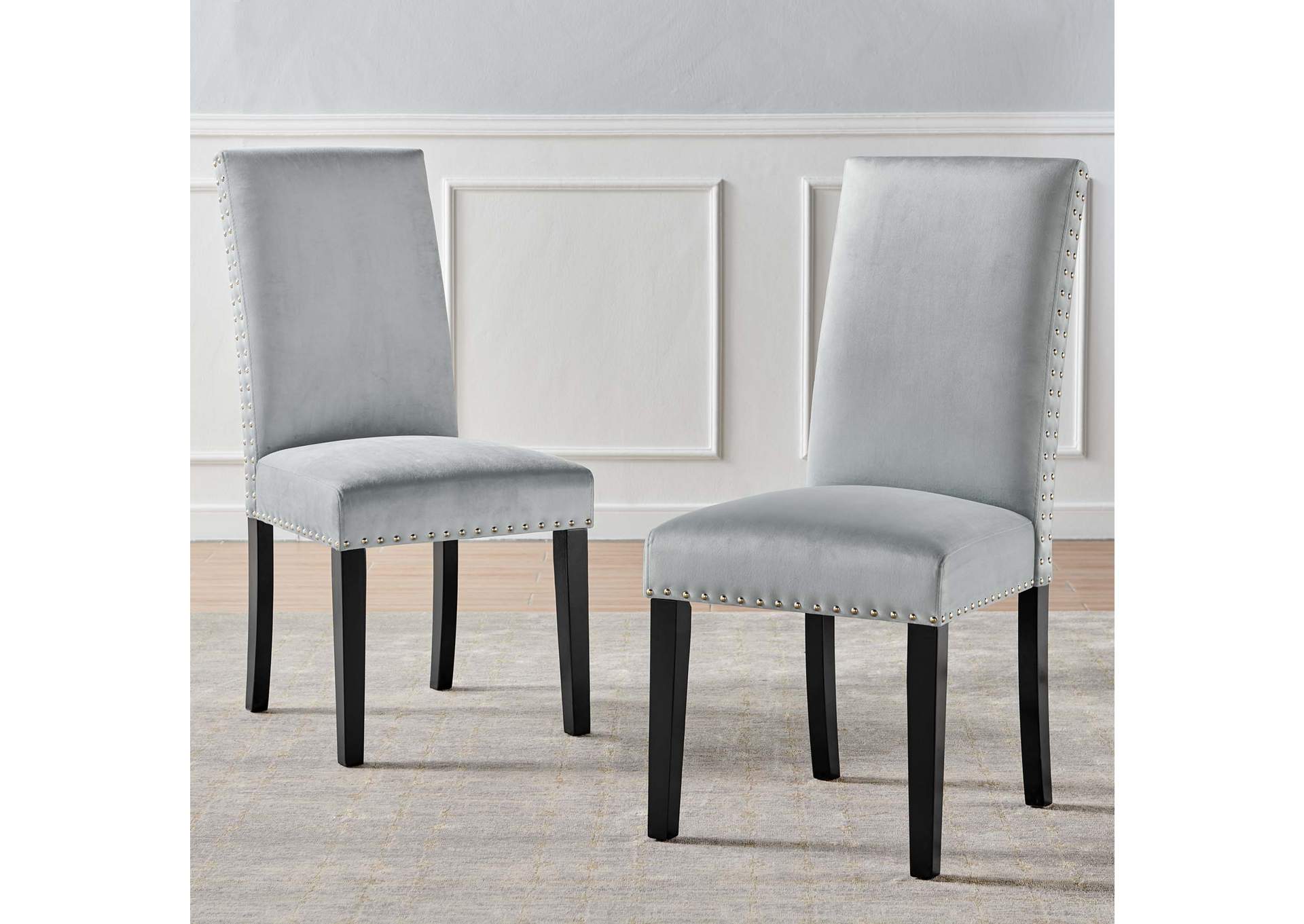 Light Gray Parcel Performance Velvet Dining Side Chairs - [Set of 2],Modway