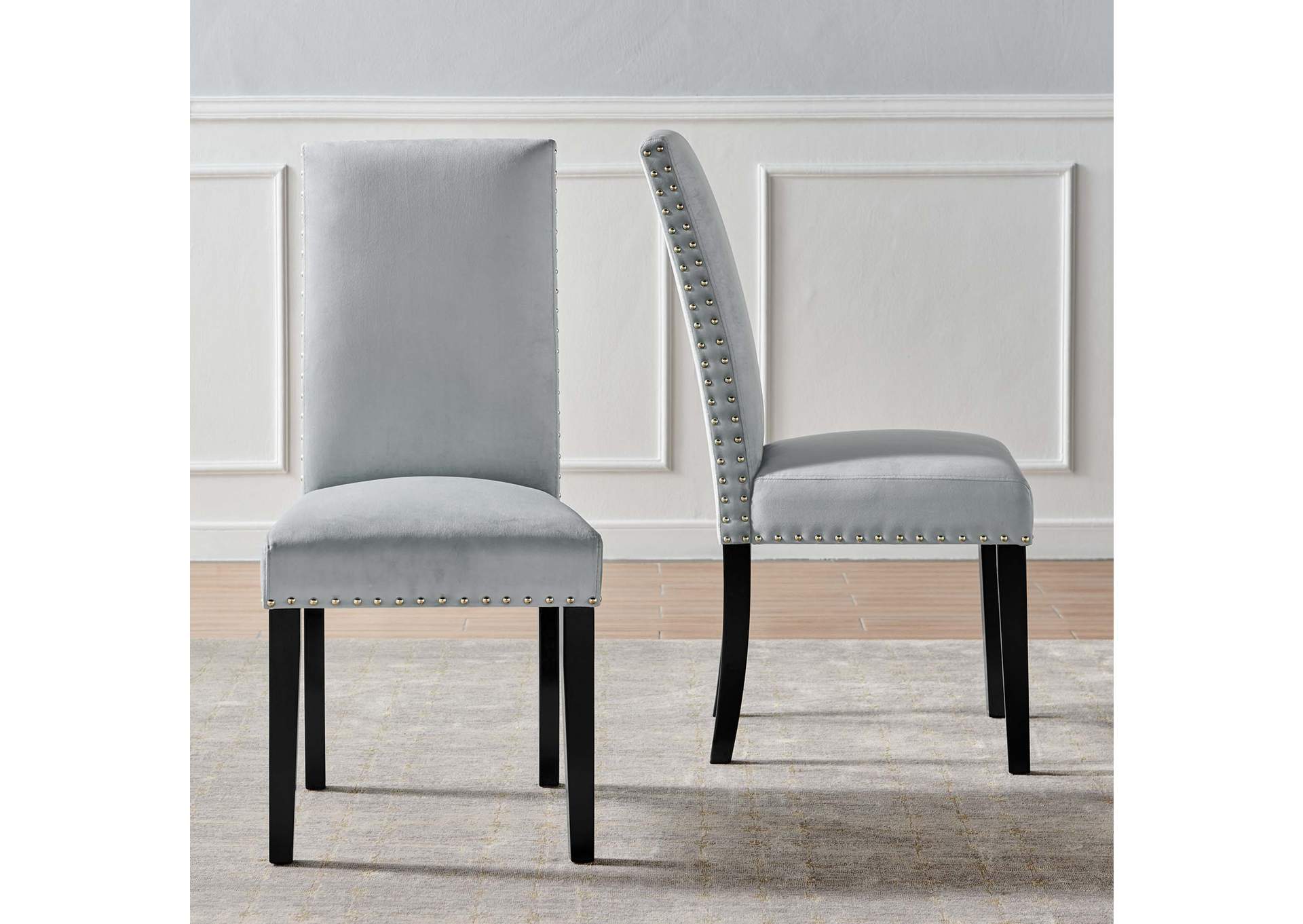 Light Gray Parcel Performance Velvet Dining Side Chairs - [Set of 2],Modway