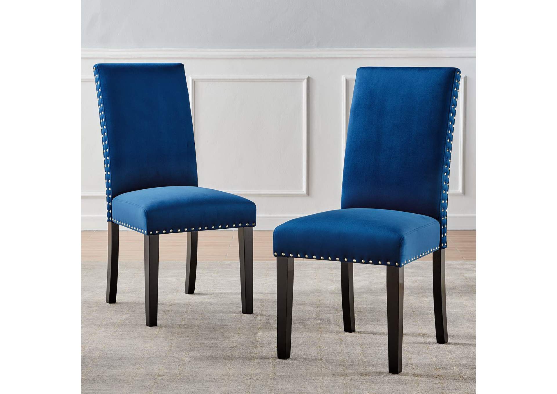 Navy Parcel Performance Velvet Dining Side Chairs - [Set of 2],Modway