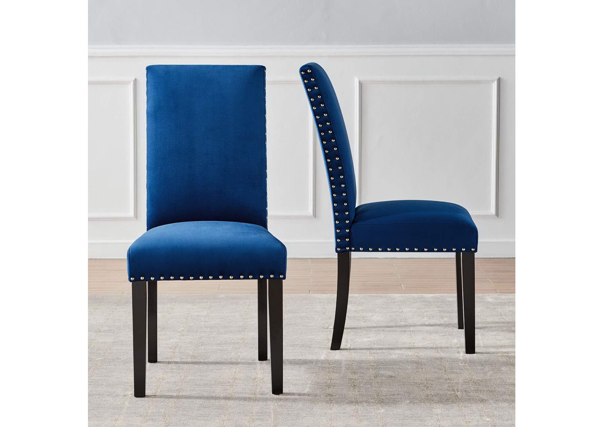 Navy Parcel Performance Velvet Dining Side Chairs - [Set of 2],Modway
