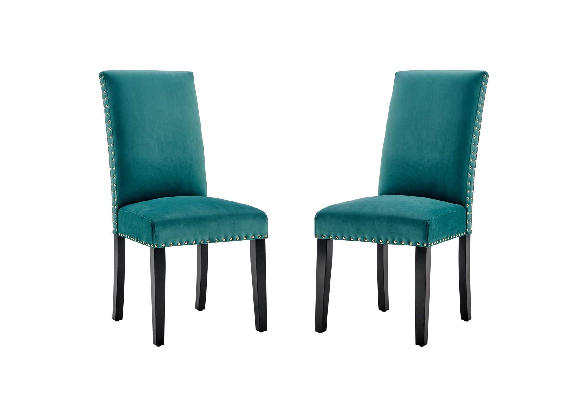 Teal Parcel Performance Velvet Dining Side Chairs - [Set of 2],Modway