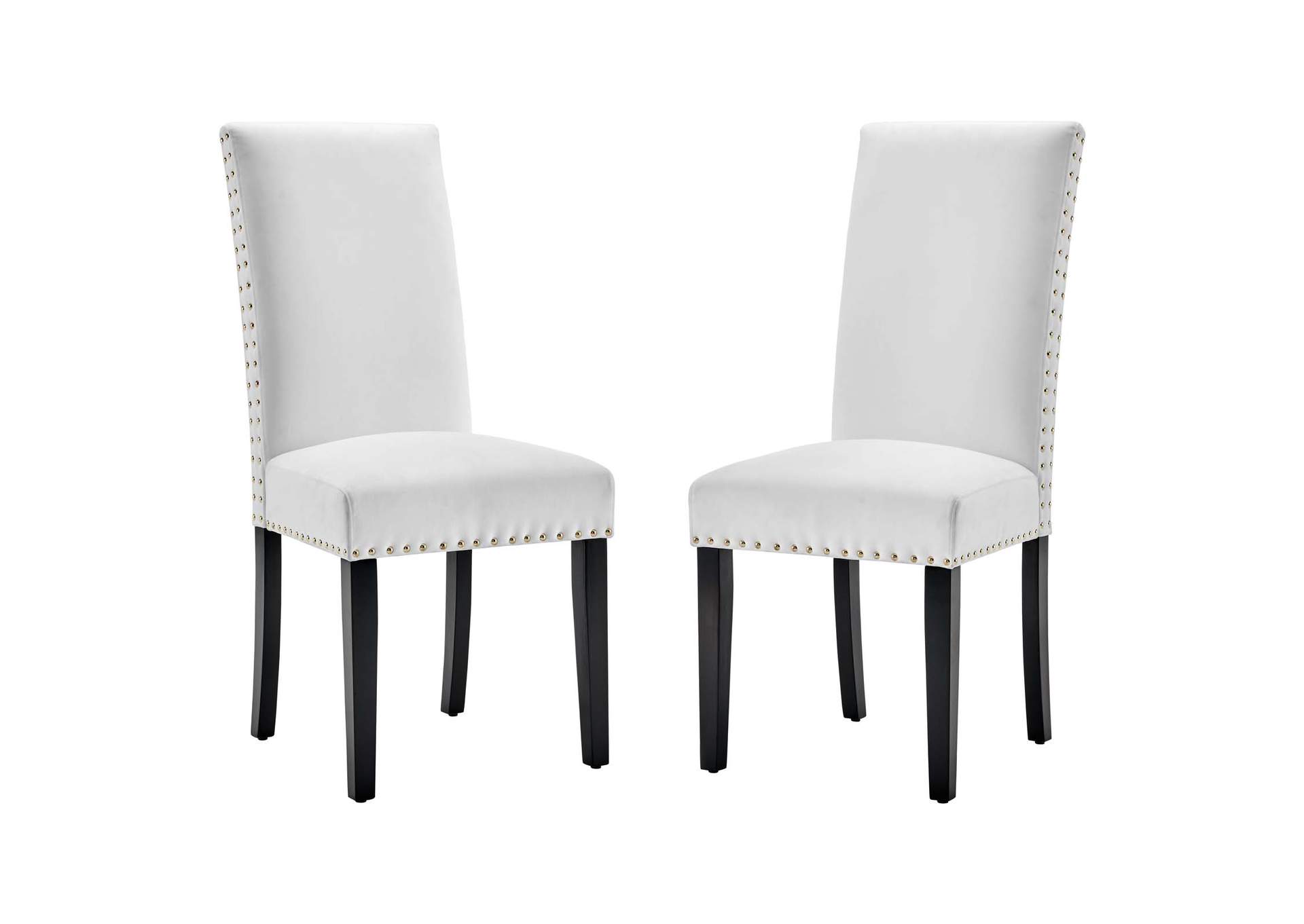 White Parcel Performance Velvet Dining Side Chairs - [Set of 2],Modway