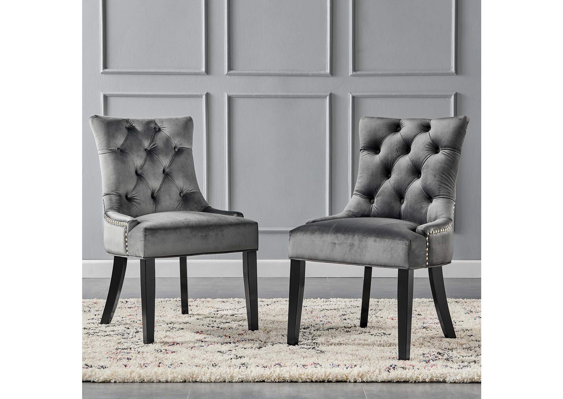 Charcoal Regent Tufted Performance Velvet Dining Side Chairs - [Set of 2],Modway