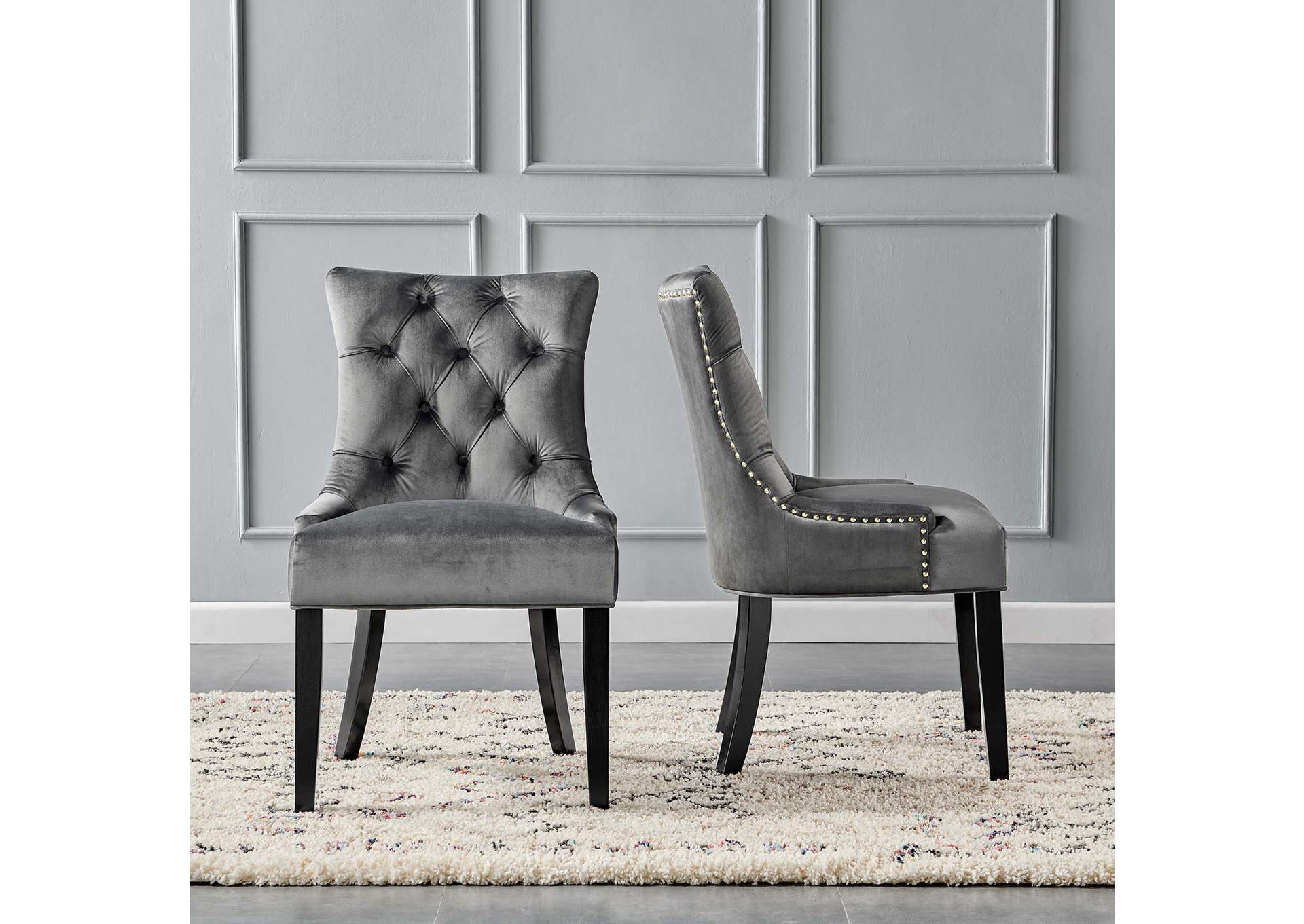 Charcoal Regent Tufted Performance Velvet Dining Side Chairs - [Set of 2],Modway