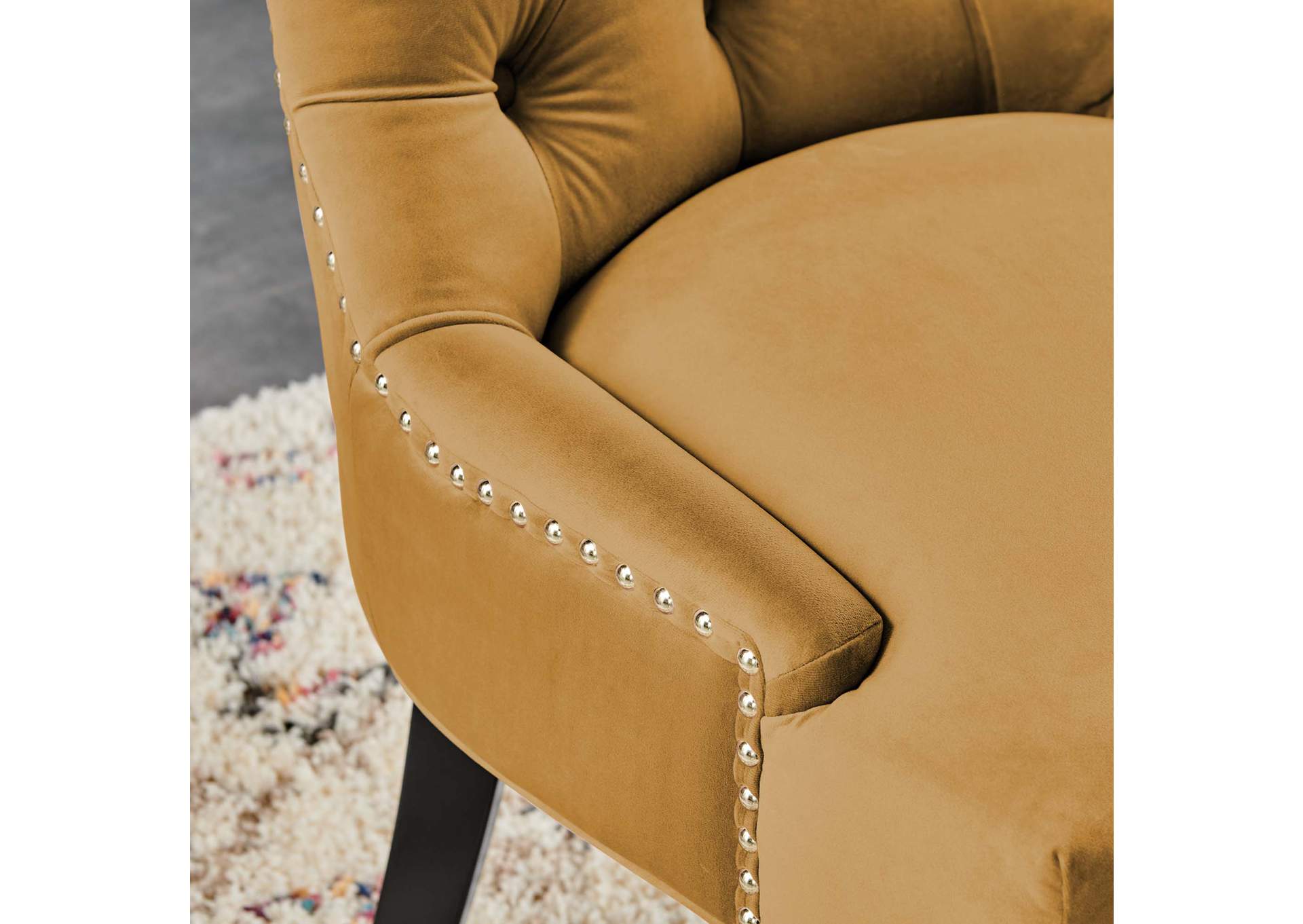 Cognac Regent Tufted Performance Velvet Dining Side Chairs - [Set of 2],Modway