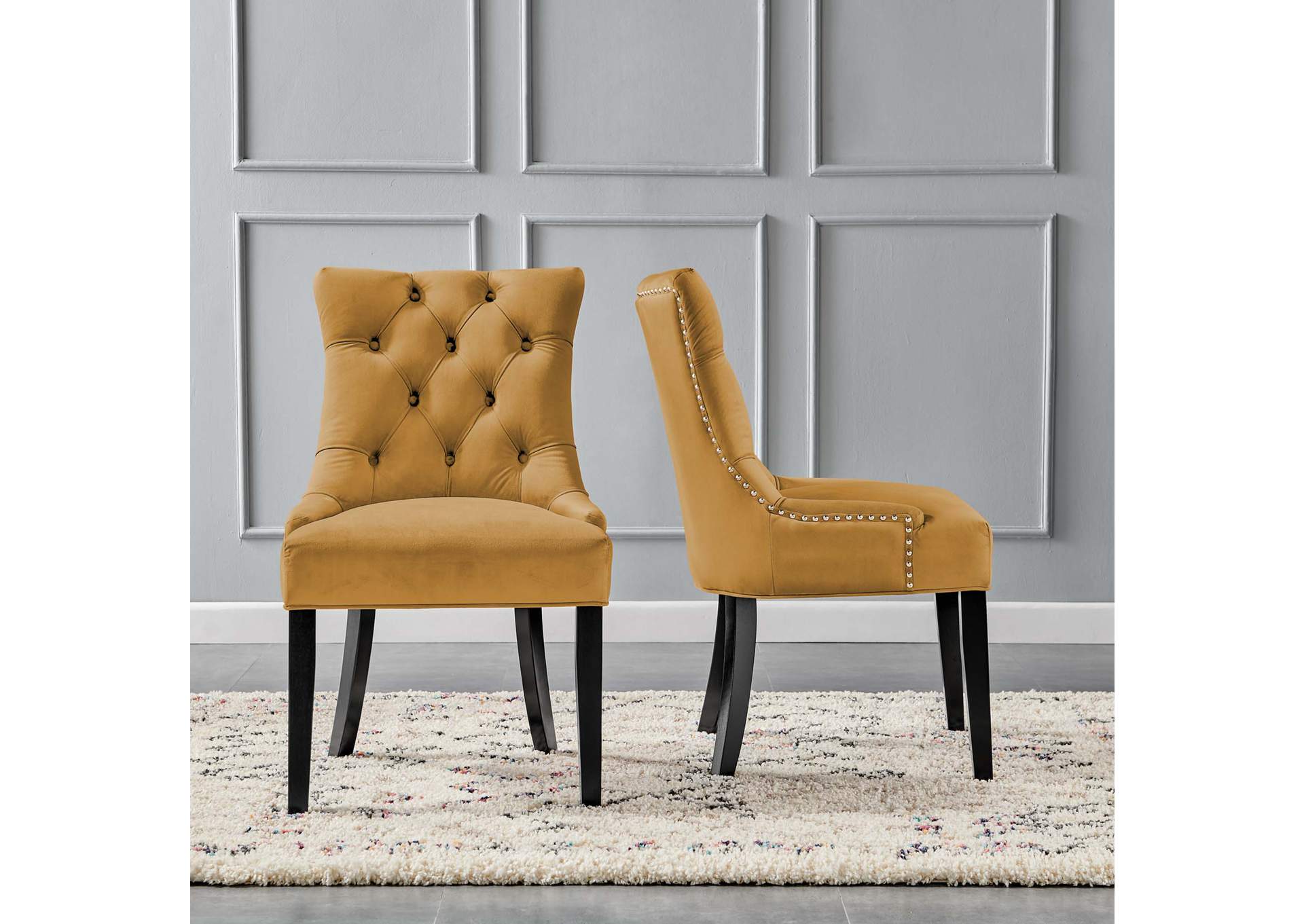 Cognac Regent Tufted Performance Velvet Dining Side Chairs - [Set of 2],Modway