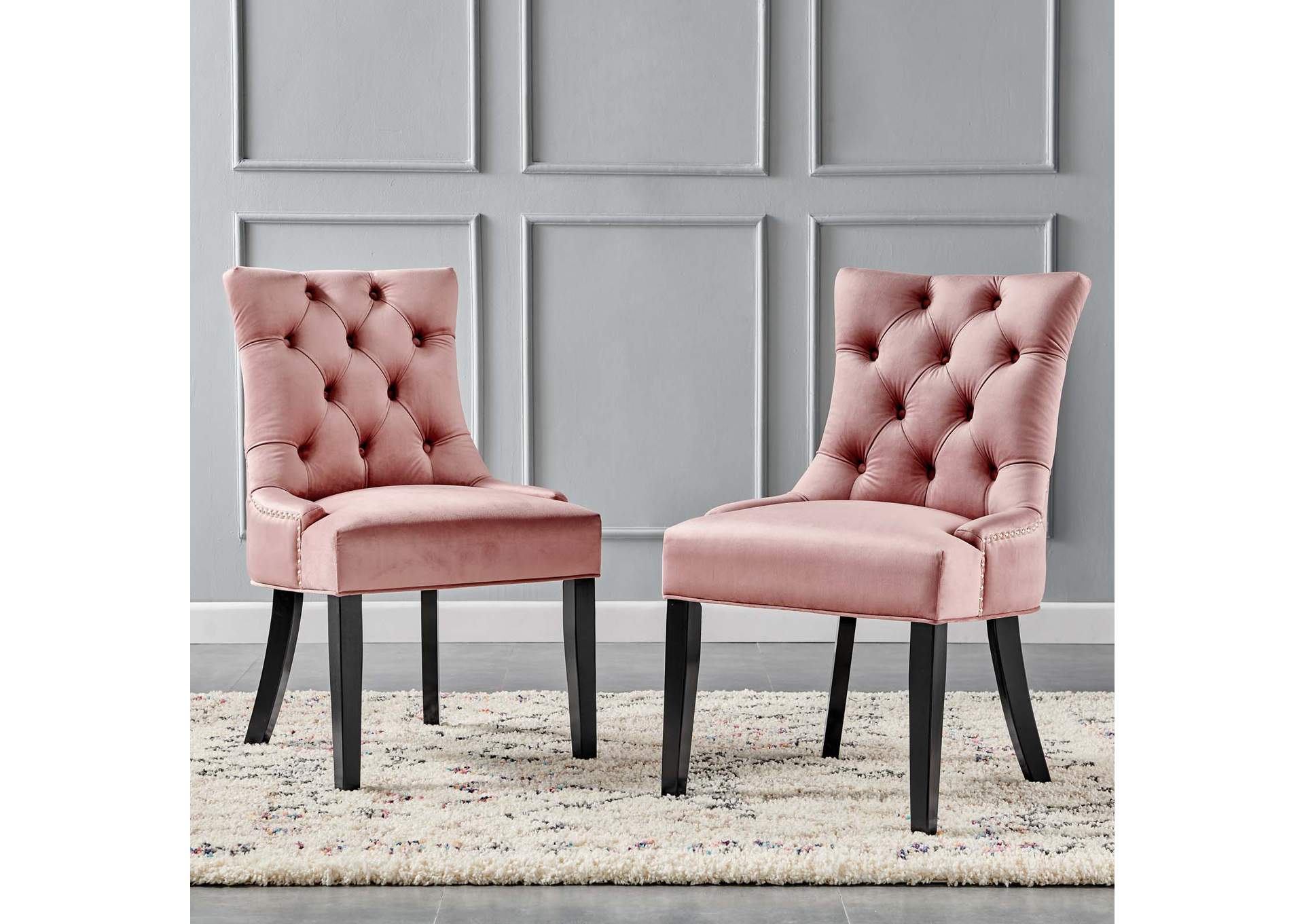 Regent Dusty Rose Tufted Performance Velvet Dining Side Chairs - [Set of 2],Modway