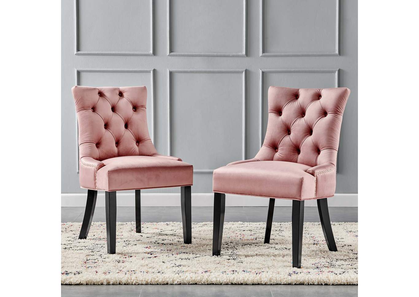 Regent Dusty Rose Tufted Performance Velvet Dining Side Chairs - [Set of 2],Modway