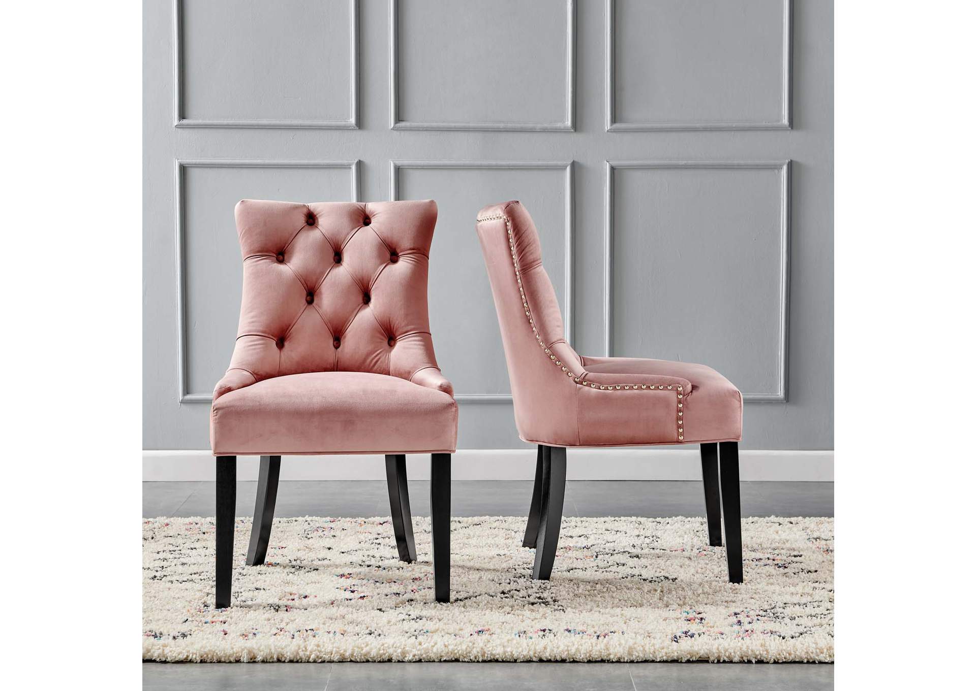 Regent Dusty Rose Tufted Performance Velvet Dining Side Chairs - [Set of 2],Modway