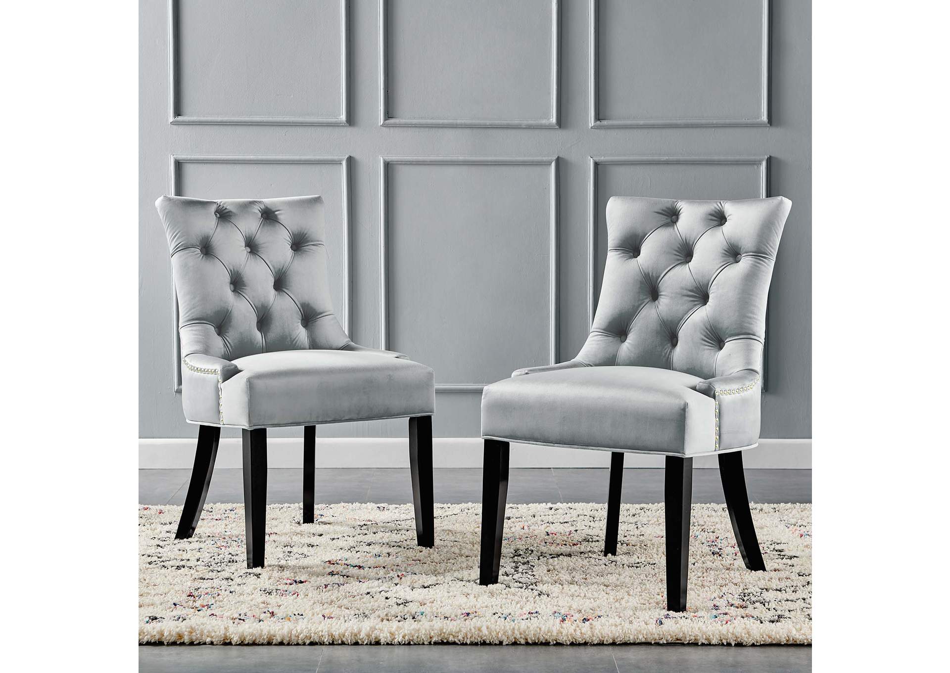 Light Gray Regent Tufted Performance Velvet Dining Side Chairs - [Set of 2],Modway