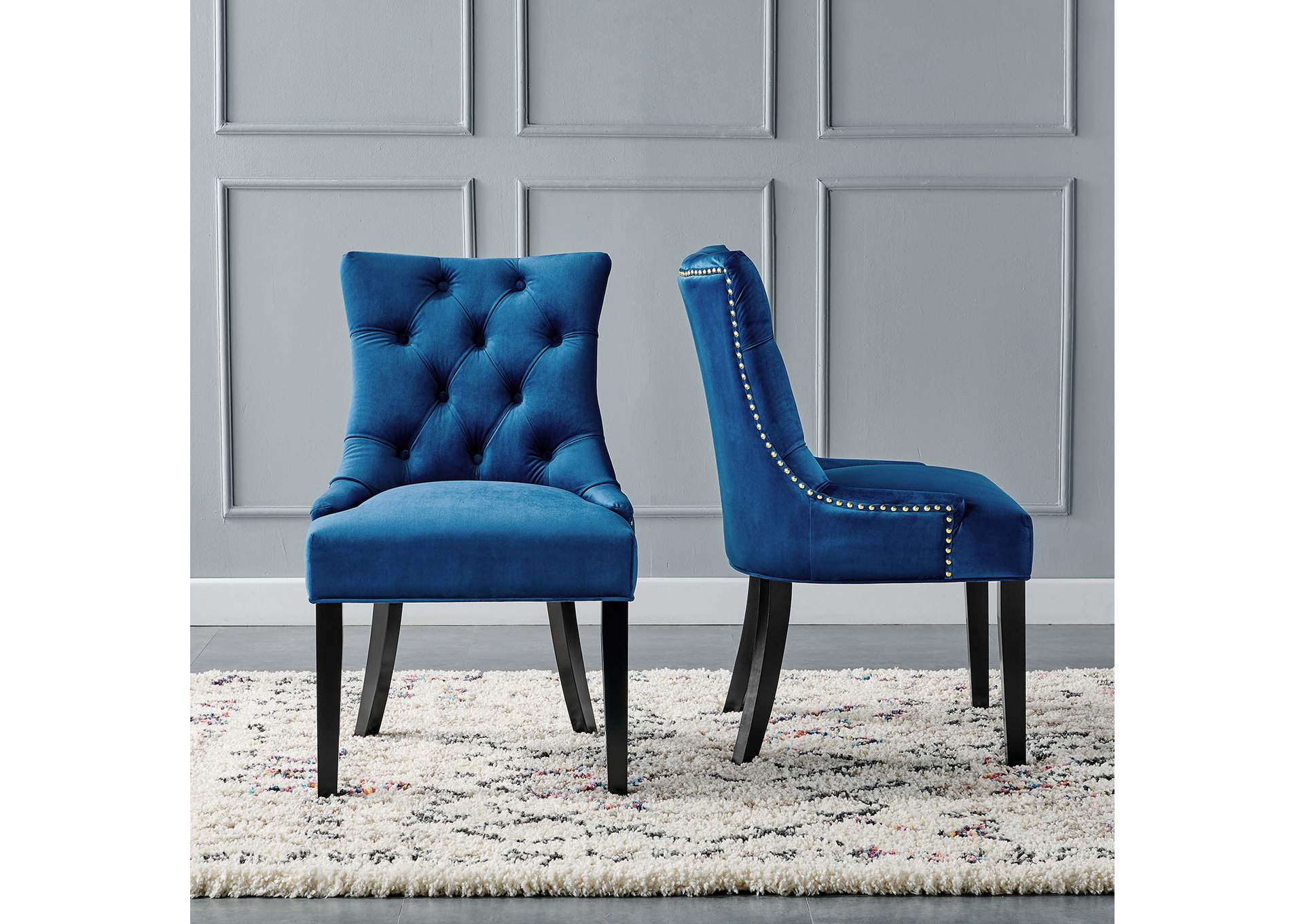 Navy Regent Tufted Performance Velvet Dining Side Chairs - [Set of 2],Modway
