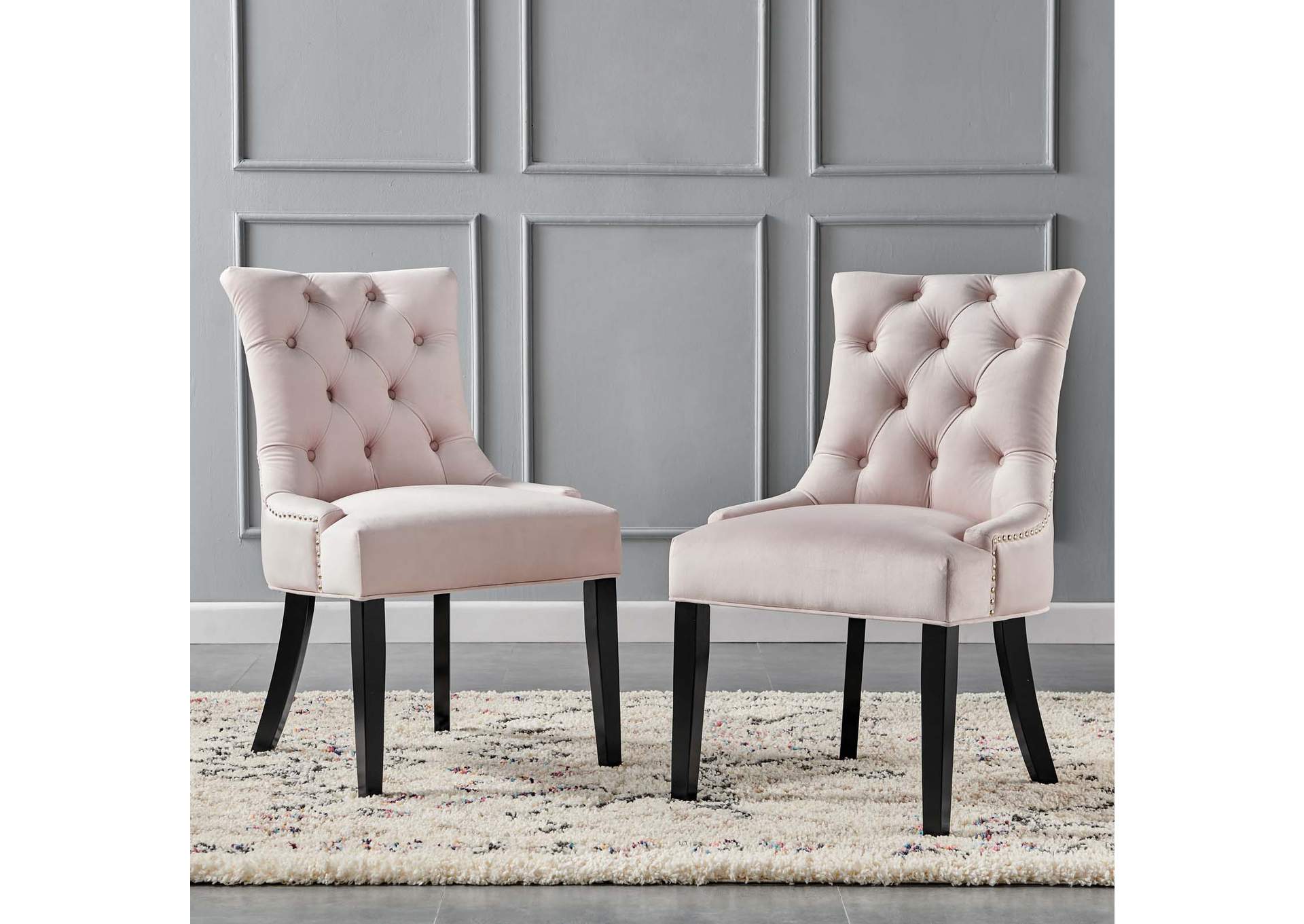 Pink Regent Tufted Performance Velvet Dining Side Chairs - [Set of 2],Modway