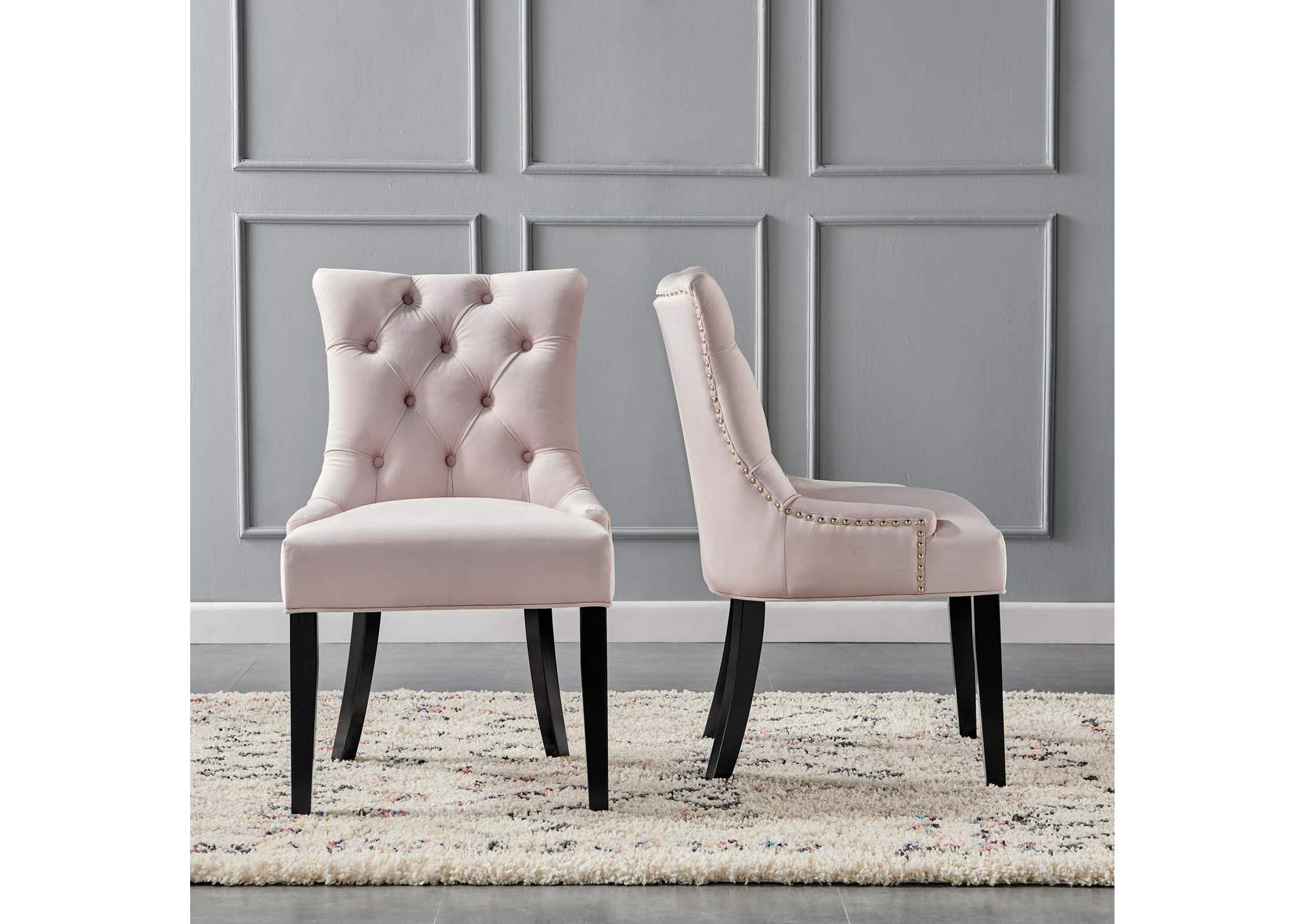 Pink Regent Tufted Performance Velvet Dining Side Chairs - [Set of 2],Modway