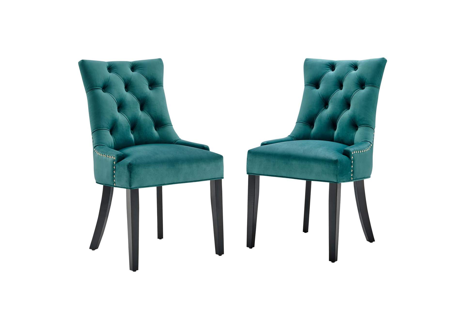Teal Regent Tufted Performance Velvet Dining Side Chairs - [Set of 2],Modway