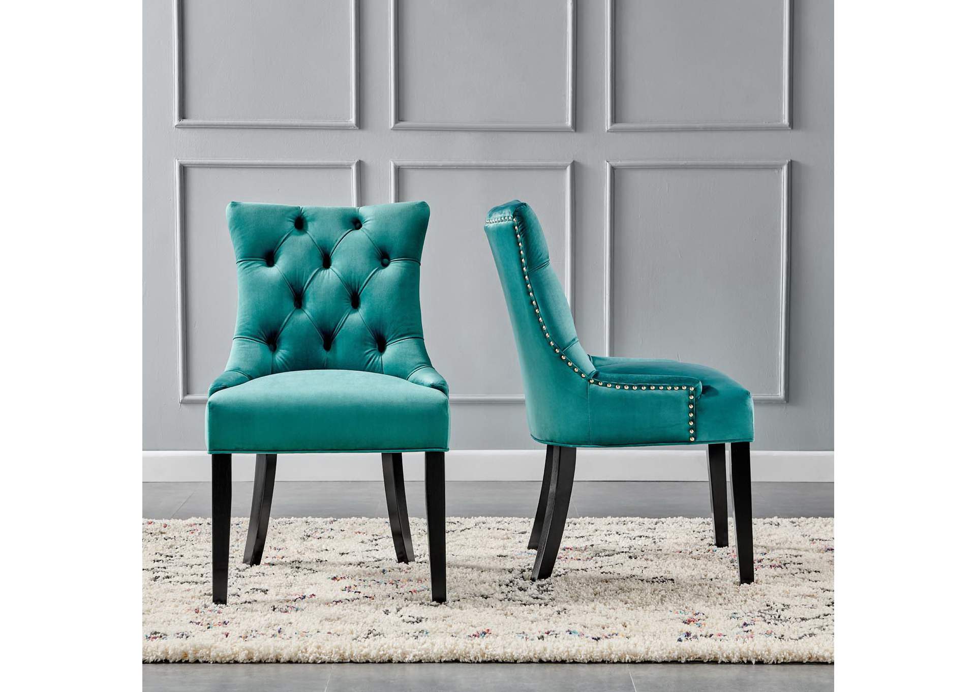 Teal Regent Tufted Performance Velvet Dining Side Chairs - [Set of 2],Modway