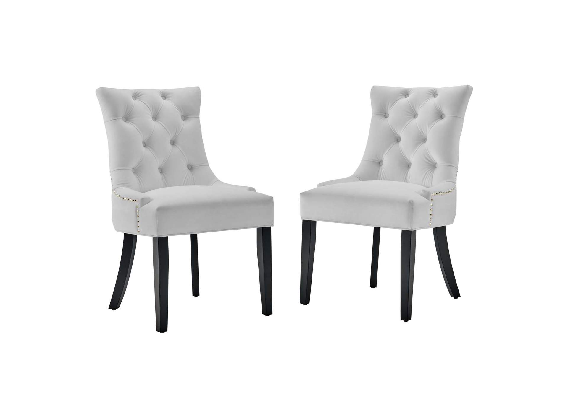 White Regent Tufted Performance Velvet Dining Side Chairs - [Set of 2],Modway