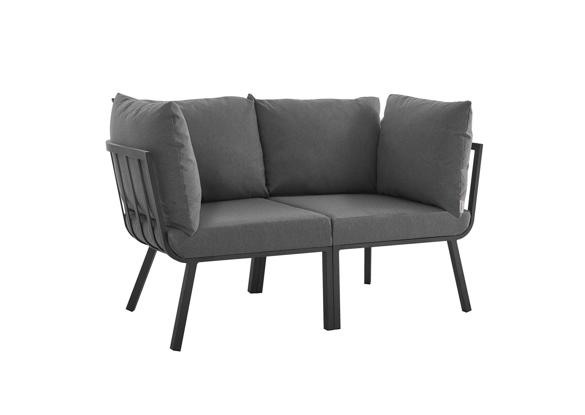 Gray Charcoal Riverside 2 Piece Outdoor Patio Aluminum Sectional Sofa Set,Modway