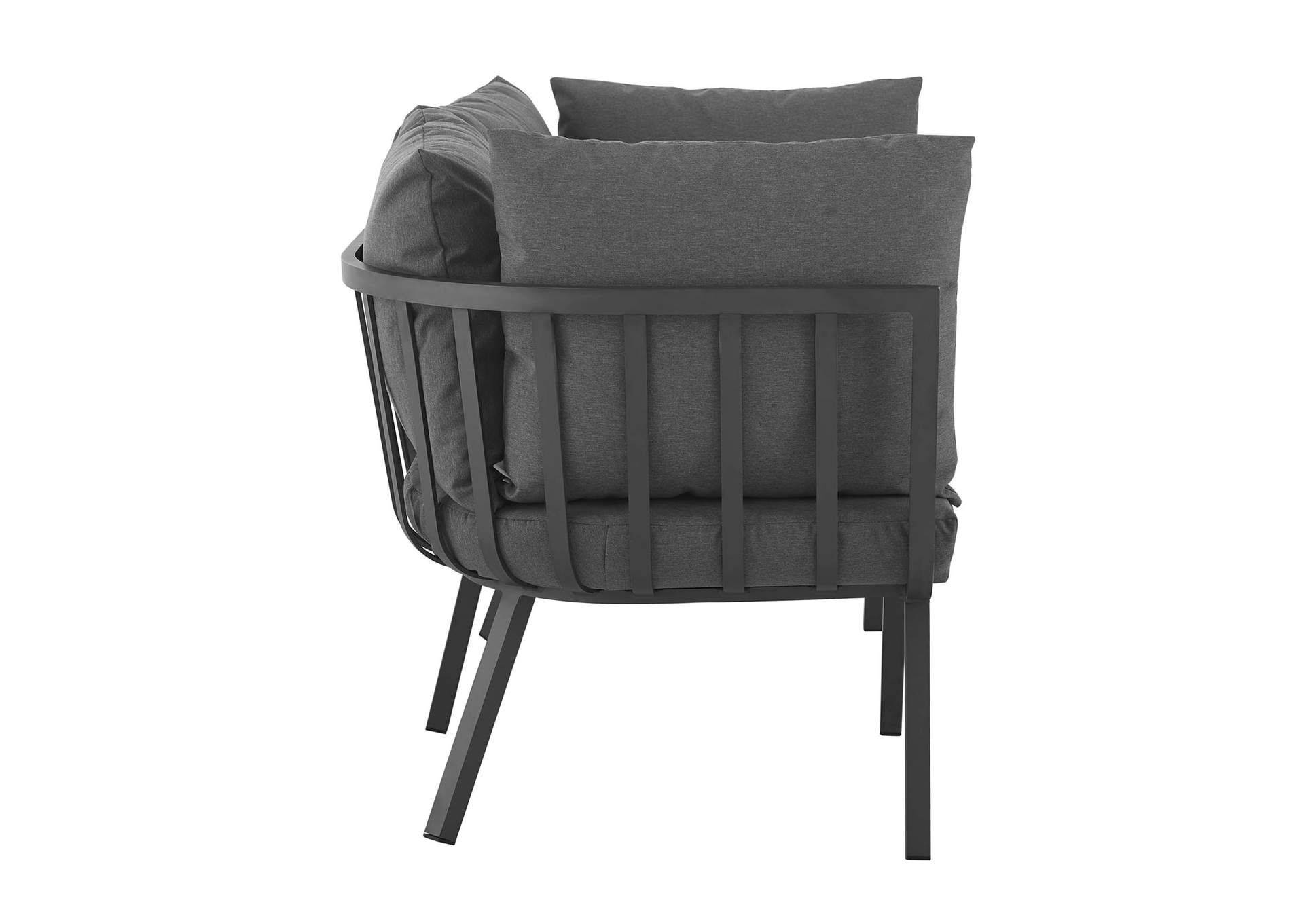 Gray Charcoal Riverside 2 Piece Outdoor Patio Aluminum Sectional Sofa Set,Modway
