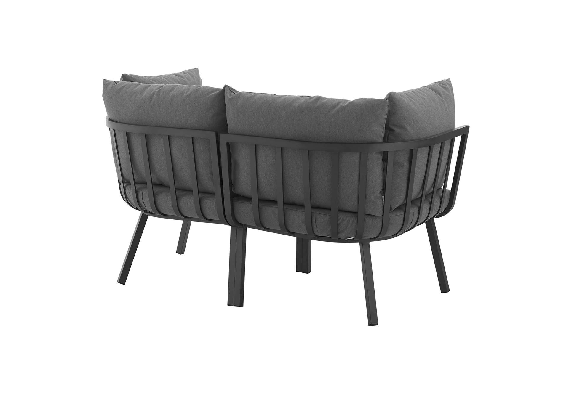 Gray Charcoal Riverside 2 Piece Outdoor Patio Aluminum Sectional Sofa Set,Modway