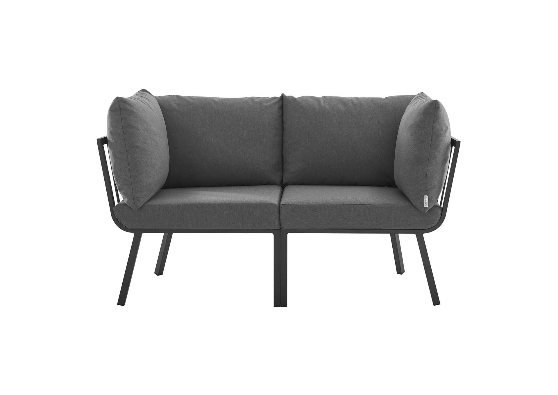 Gray Charcoal Riverside 2 Piece Outdoor Patio Aluminum Sectional Sofa Set,Modway