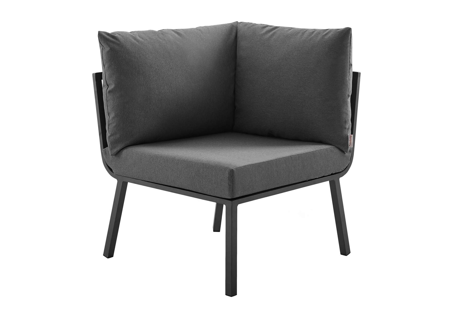 Gray Charcoal Riverside 2 Piece Outdoor Patio Aluminum Sectional Sofa Set,Modway
