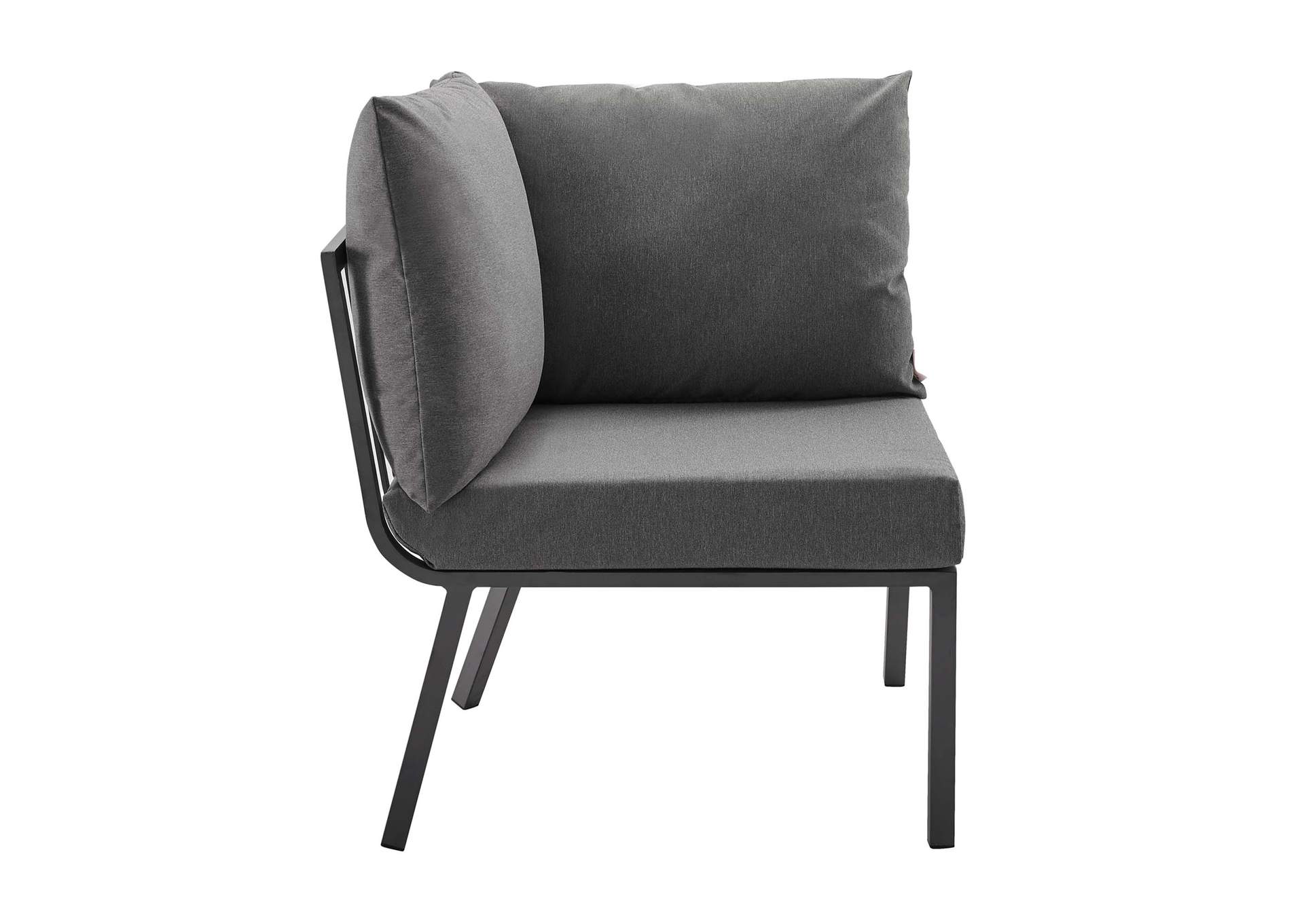 Gray Charcoal Riverside 2 Piece Outdoor Patio Aluminum Sectional Sofa Set,Modway