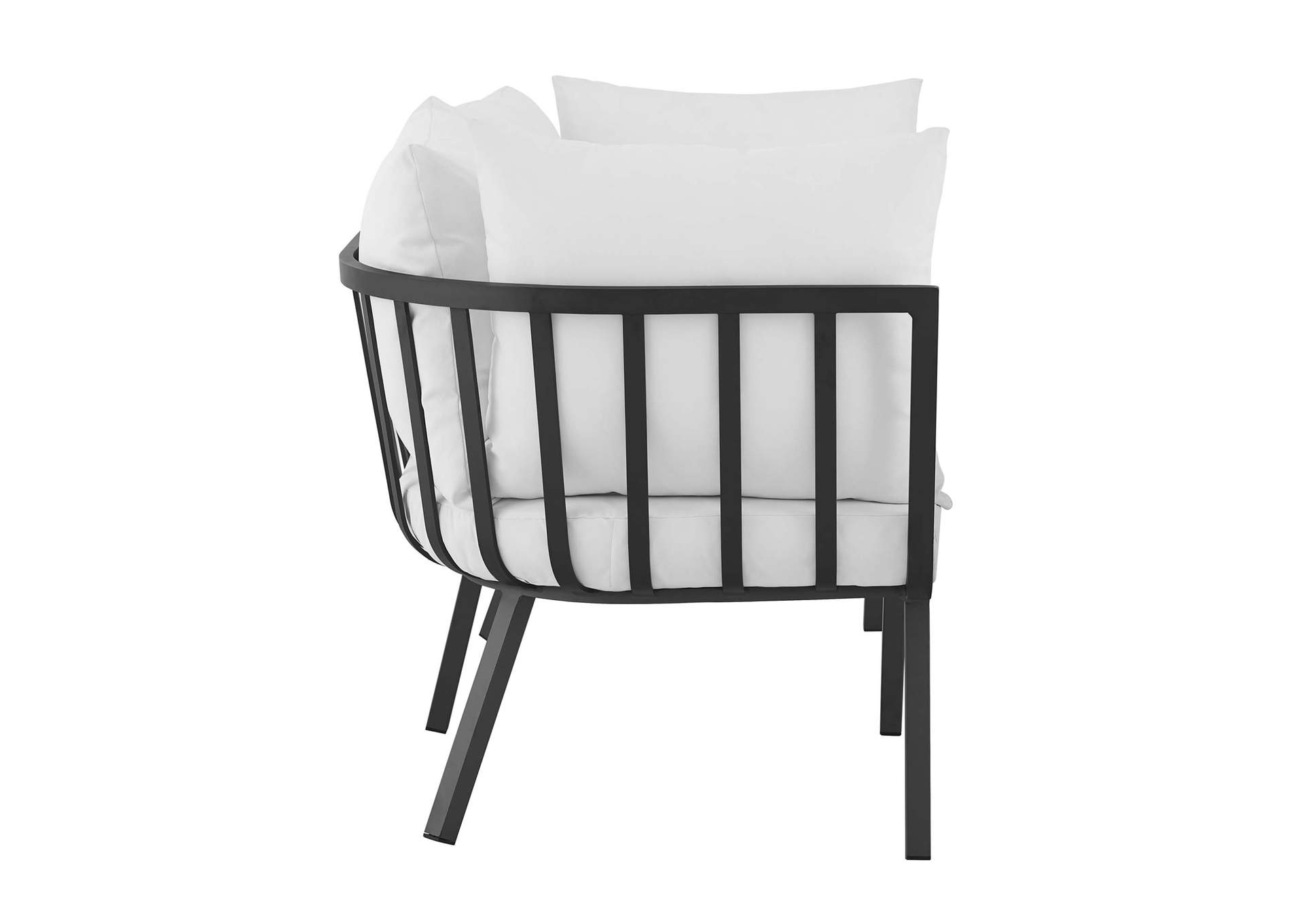 Gray White Riverside 2 Piece Outdoor Patio Aluminum Sectional Sofa Set,Modway