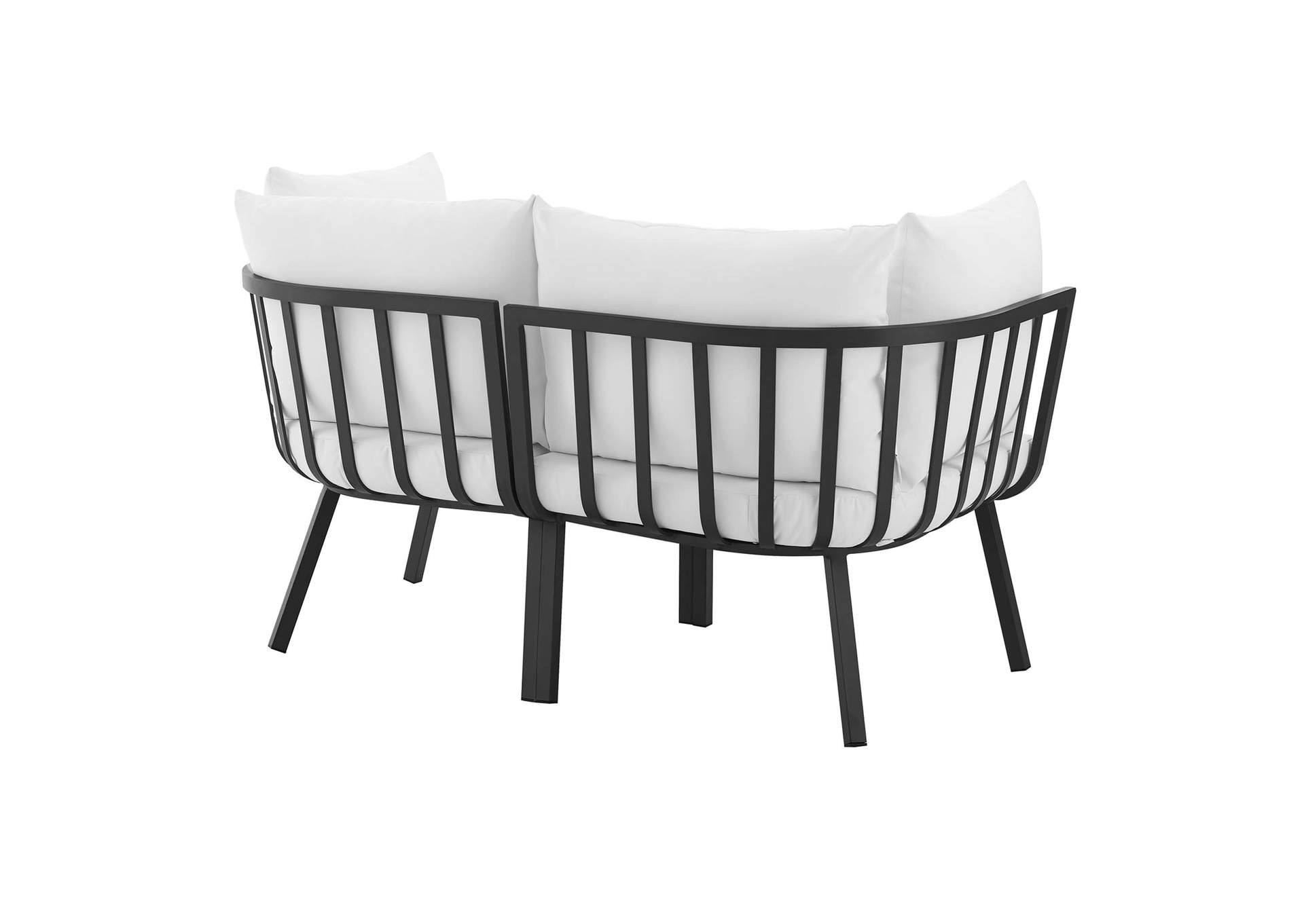 Gray White Riverside 2 Piece Outdoor Patio Aluminum Sectional Sofa Set,Modway