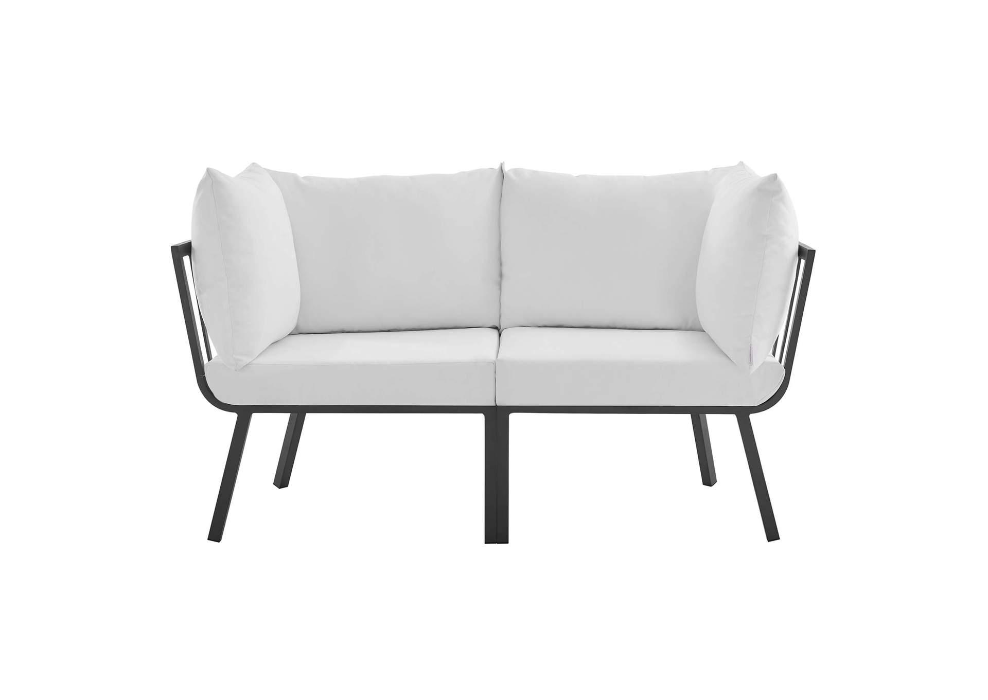 Gray White Riverside 2 Piece Outdoor Patio Aluminum Sectional Sofa Set,Modway
