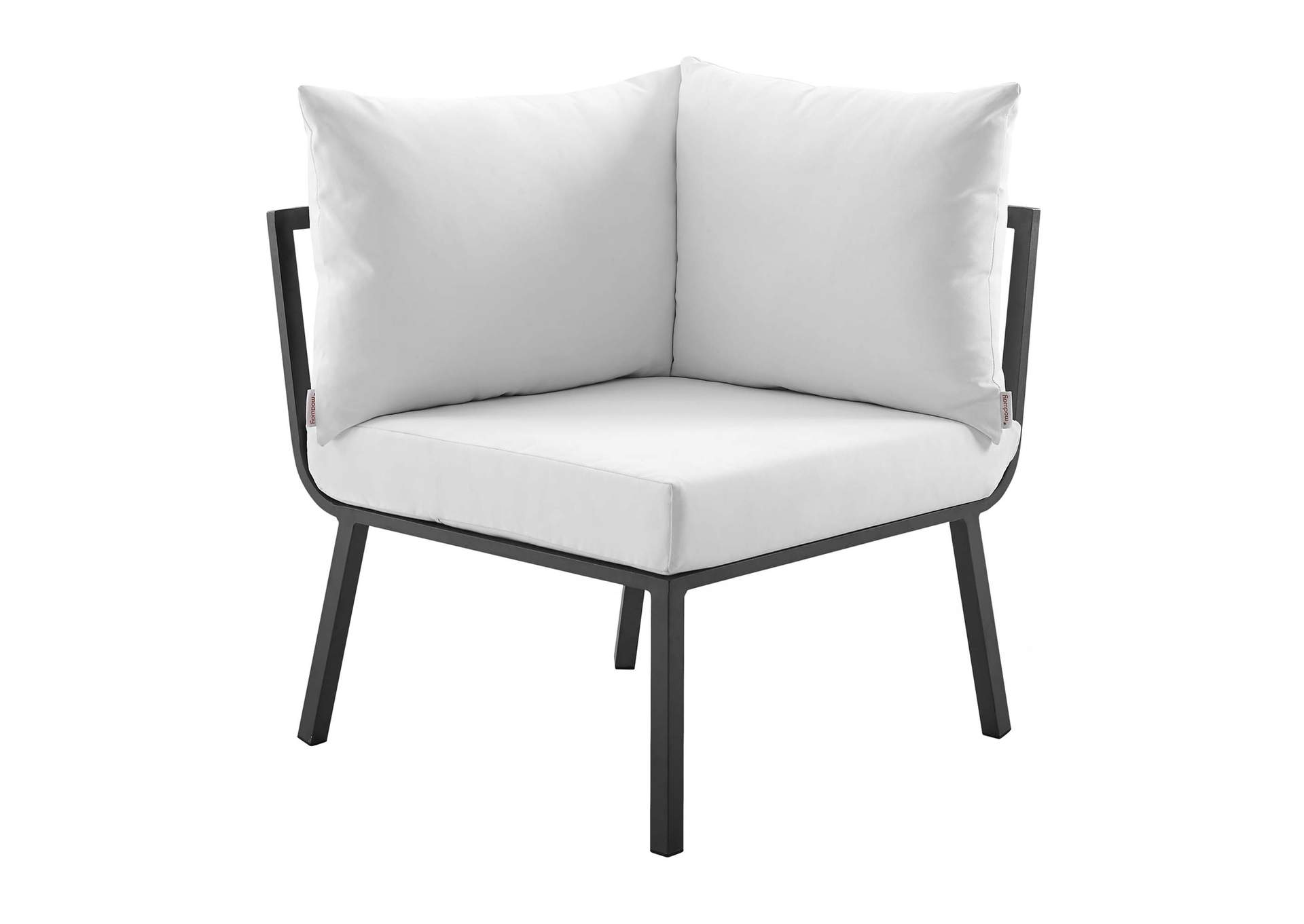 Gray White Riverside 2 Piece Outdoor Patio Aluminum Sectional Sofa Set,Modway