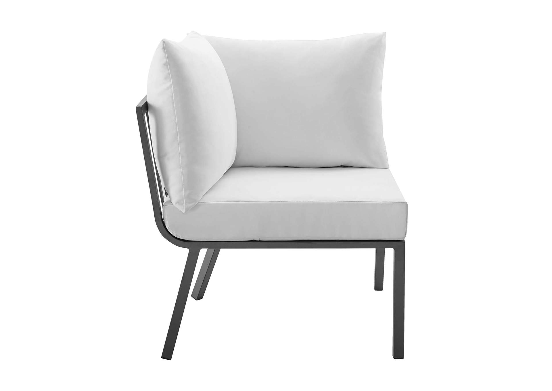 Gray White Riverside 2 Piece Outdoor Patio Aluminum Sectional Sofa Set,Modway