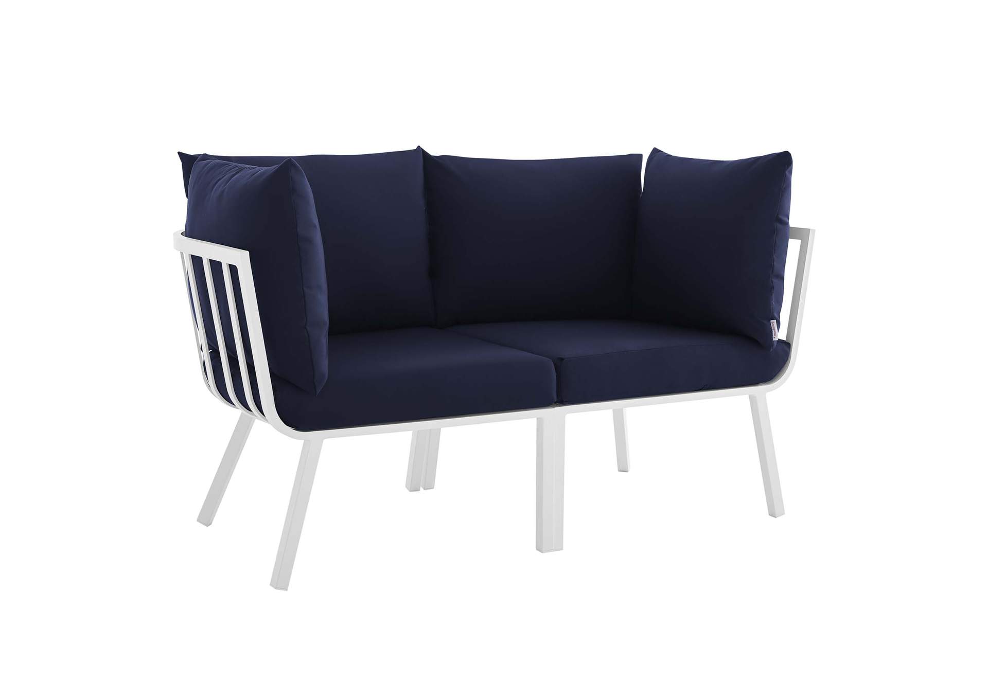 White Navy Riverside 2 Piece Outdoor Patio Aluminum Sectional Sofa Set,Modway