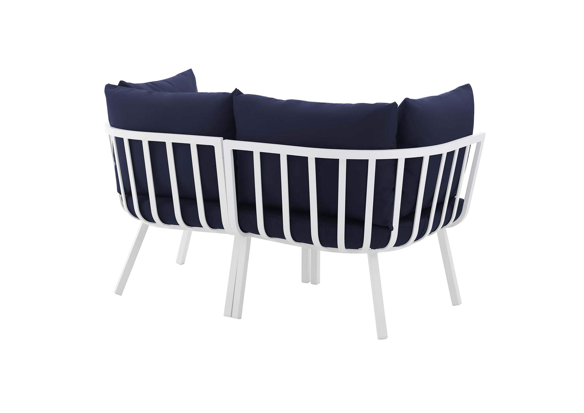 White Navy Riverside 2 Piece Outdoor Patio Aluminum Sectional Sofa Set,Modway
