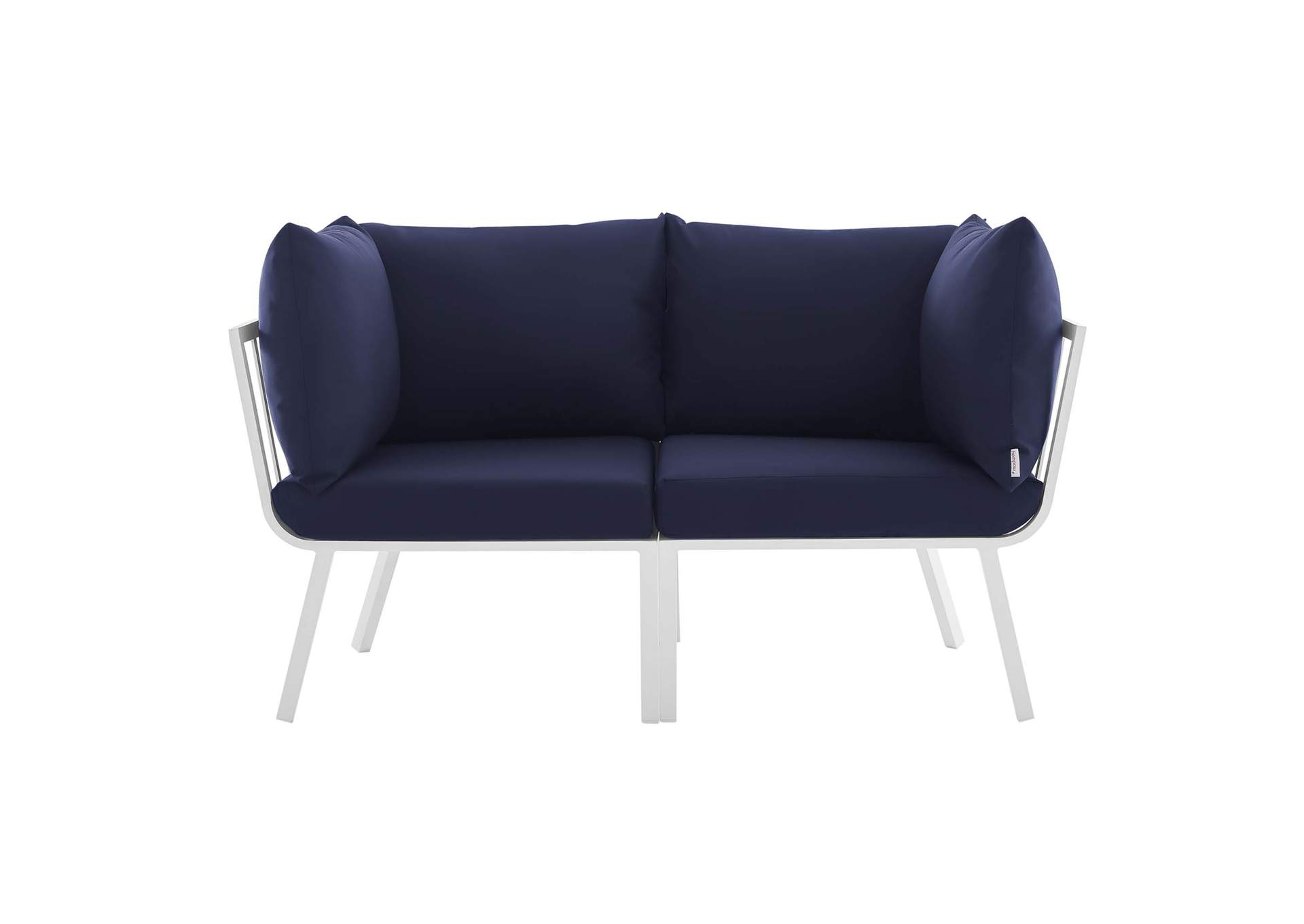 White Navy Riverside 2 Piece Outdoor Patio Aluminum Sectional Sofa Set,Modway
