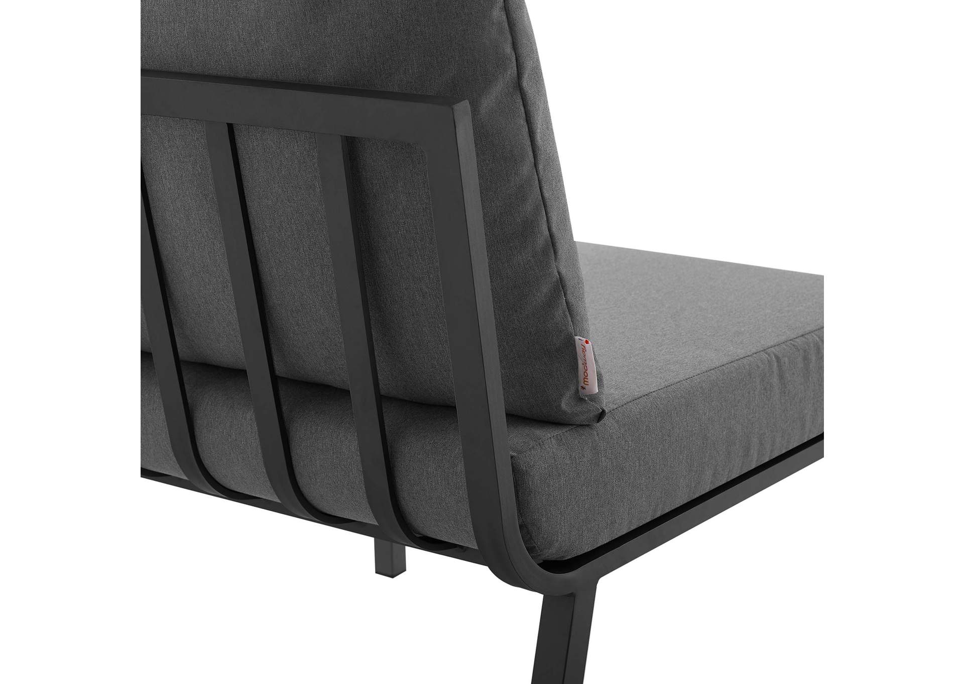 Gray Charcoal Riverside 3 Piece Outdoor Patio Aluminum Sectional Sofa Set,Modway