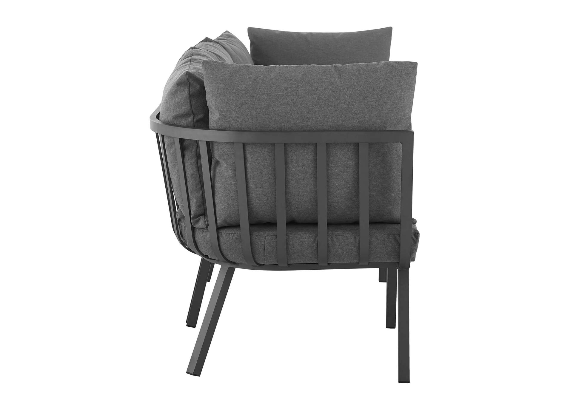 Gray Charcoal Riverside 3 Piece Outdoor Patio Aluminum Sectional Sofa Set,Modway
