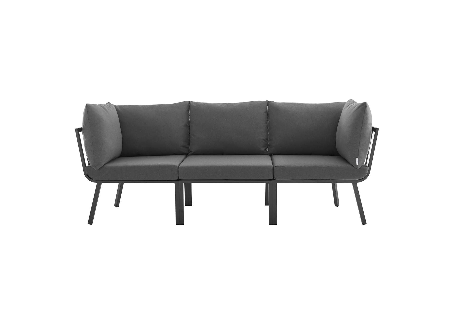 Gray Charcoal Riverside 3 Piece Outdoor Patio Aluminum Sectional Sofa Set,Modway