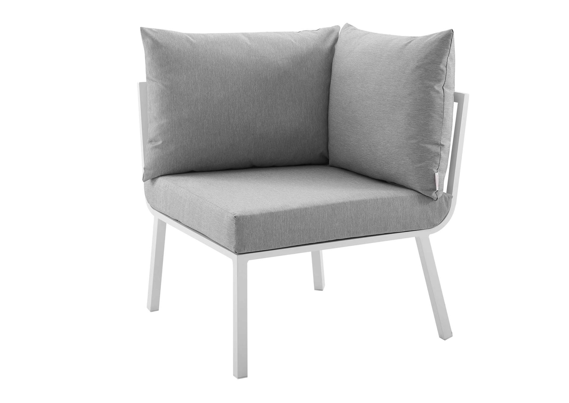 White Gray Riverside 3 Piece Outdoor Patio Aluminum Sectional Sofa Set,Modway