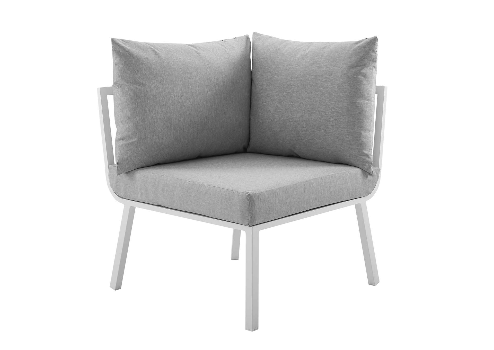White Gray Riverside 3 Piece Outdoor Patio Aluminum Sectional Sofa Set,Modway